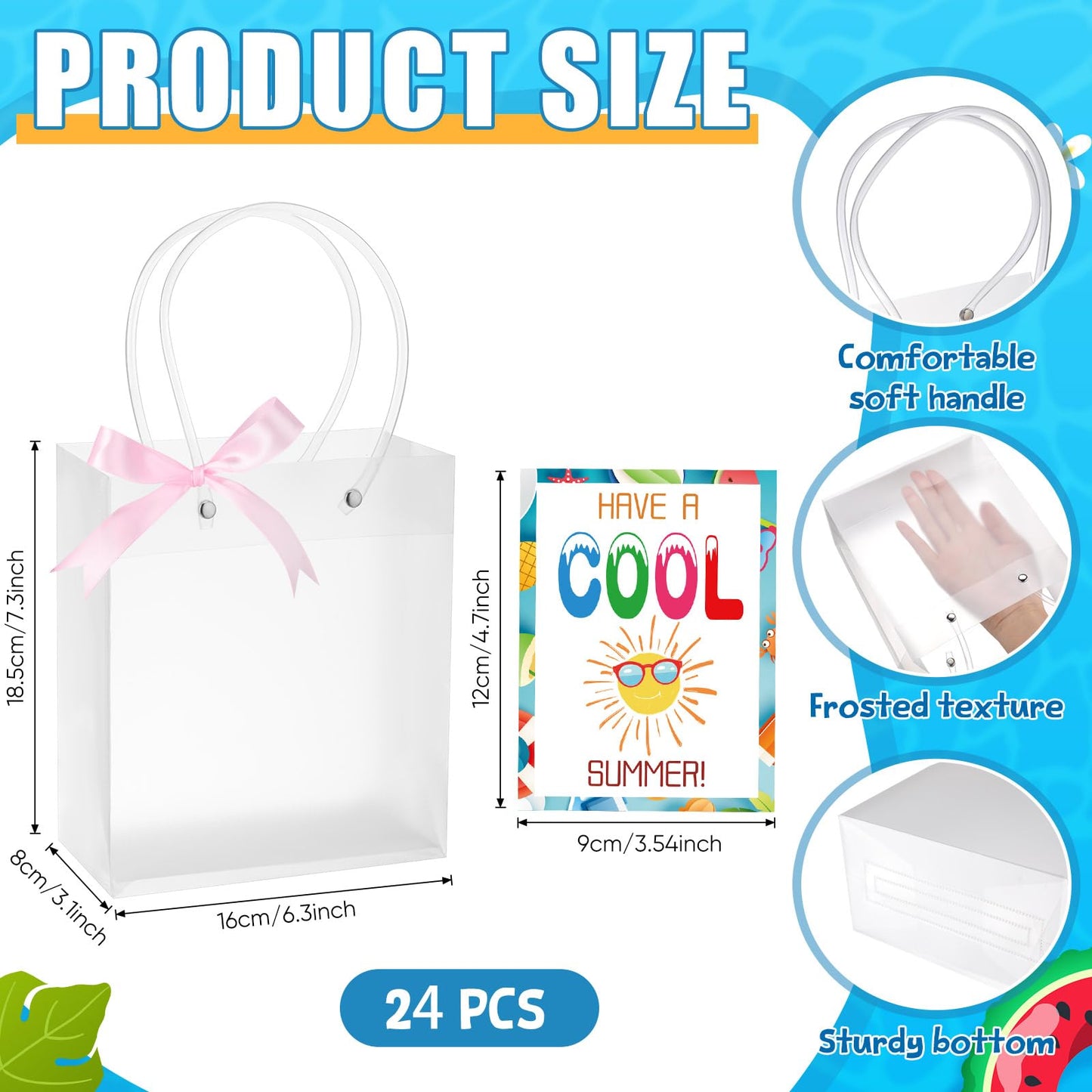 Reallnaive 24 Sets End of The Year Student Gifts Bulk Pool Party Favors 16 oz Colorful Plastic Cups Tumblers with Lids Straws Gift Bags with Handles Summer Cards for Beach Party 6 Colors