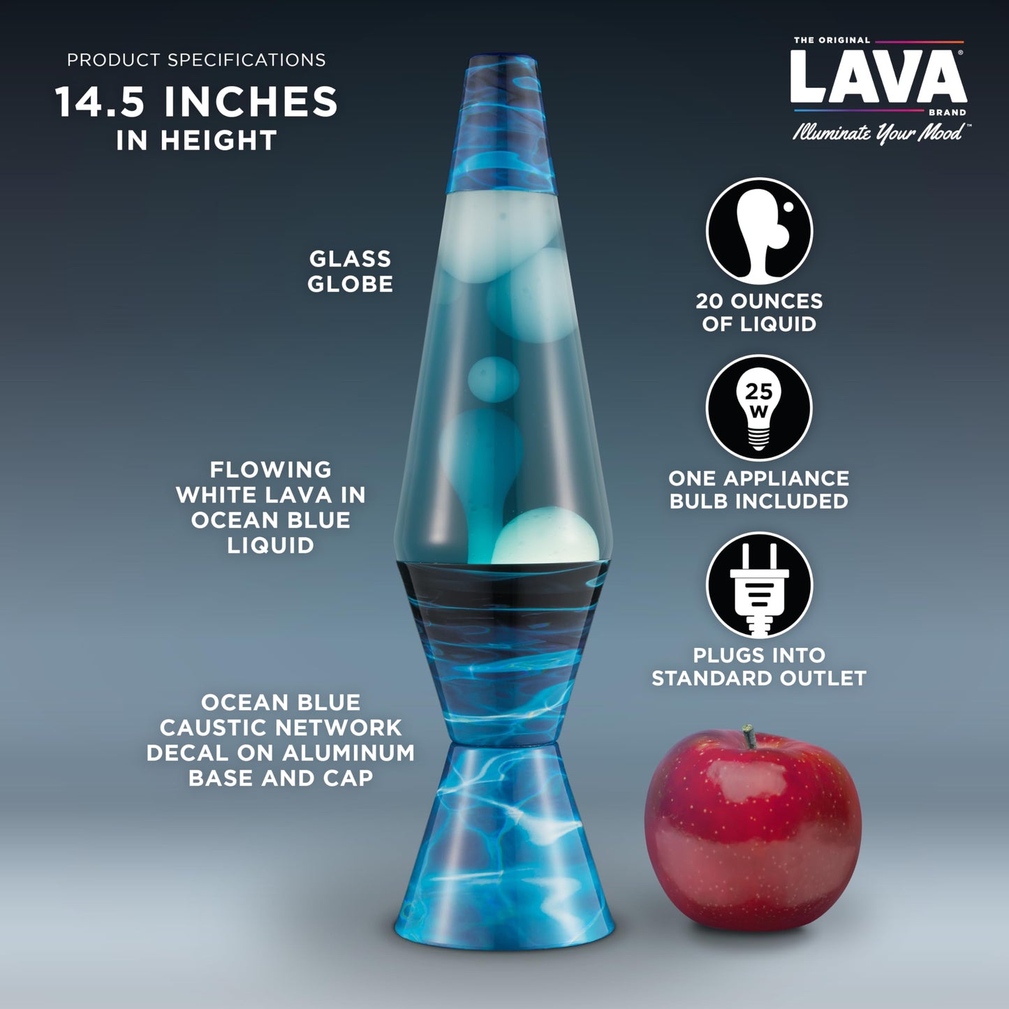 The Original Lava® Lamp - 14.5" Night Swim - Classic Liquid Motion Lamp - White Wax and Blue Liquid - Item #2095 (Amazon Exclusive)