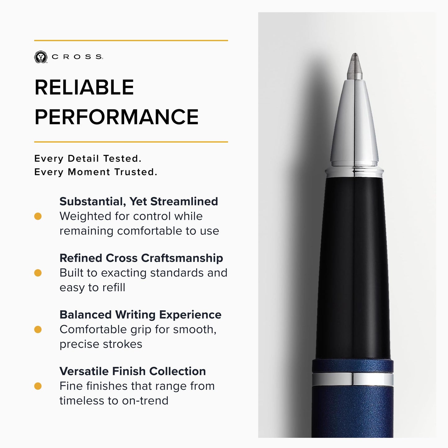 Cross AT0115-18 Calais Matte Metallic Rollerball Pen, Midnight Blue