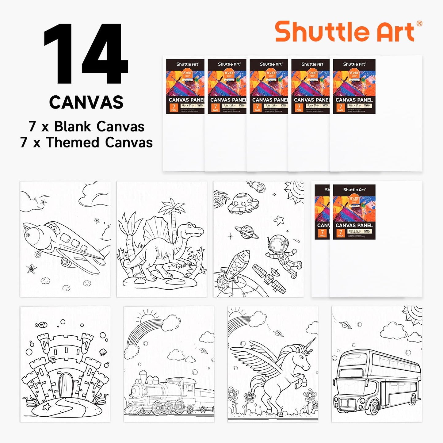 Shuttle Art 69 Pack Kids Paint Set, Art Set for Kids with 30 Colors Acrylic Paint, Wood Easel, Canvas, Painting Pad, Brushes, Palette and Smock, Complete Paint Set for Boys and Girls (package may vary)
