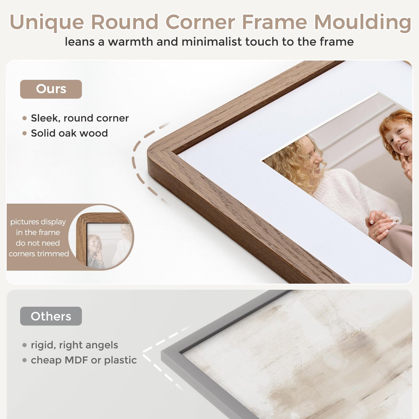 FLYJOE 12 x 12 Picture Frame | Solid Oak Wood Square Picture Frame | 12x12 Picture Frame With Mat For 8x8 | Tempered Glass And Hanging Hardware Included | 12 By 12 Picture Frame Wood (Walnut, 1 Pack)