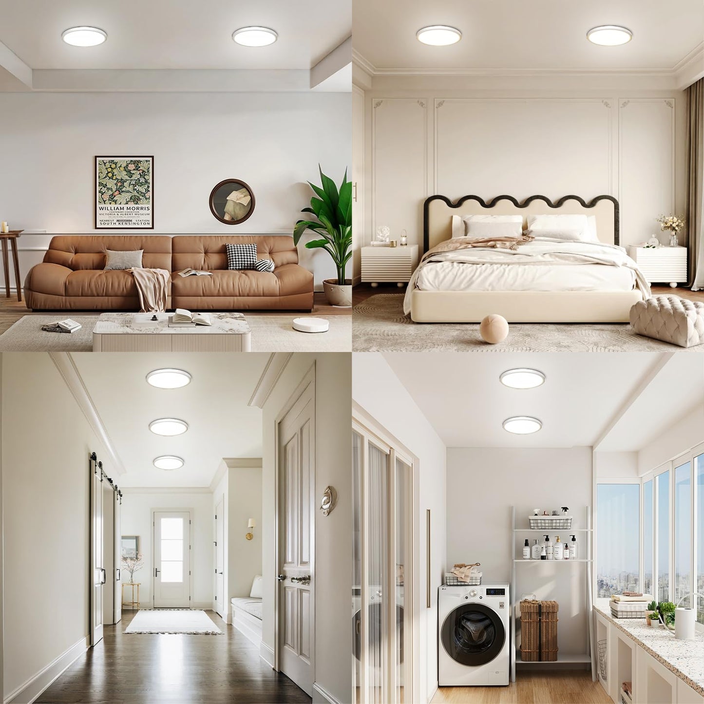LZHOME LED Ceiling Light, 9 Inch Led Flush Mount Ceiling Light 2800LM 3000K/4500K/6000K 3CCT Dimmable for Kitchen,Bedroom,Living Room(6 Pack, White)…