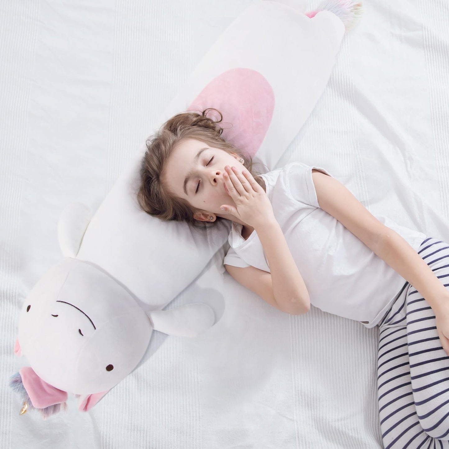 Tianmihou 36” Long Unicorn Plush Body Pillow, Cute Rainbow Unicorn Stuffed Animals, Unicor Squishy Soft Plushies Toy, Gifts for Kids Girls and Boys, Birthday, Valentine's Day