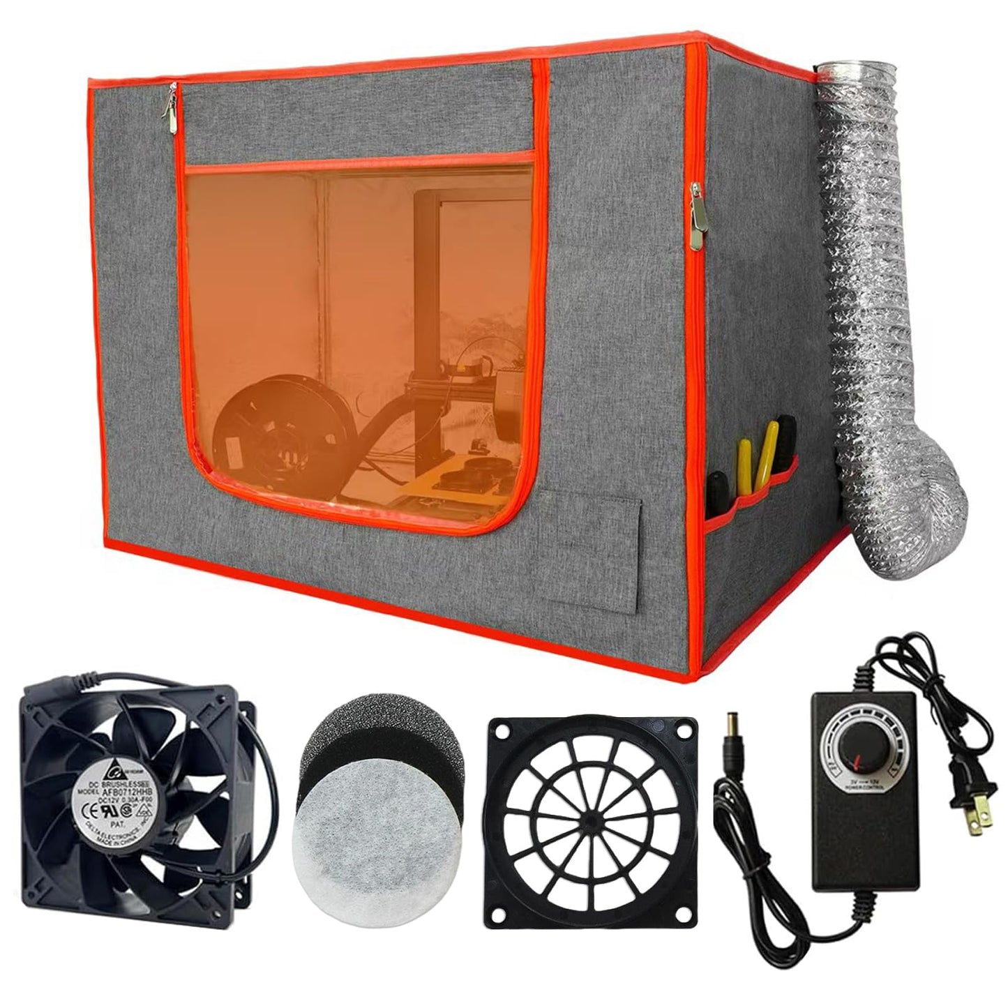 Dual-Placement Resin 3D Printer Enclosure Cover Tent with Adjustable Ventilation Exhaust Fan kit Compatible with Creality Anycubic Elegoo Series Mars 5 Ultra, Photon Mono 4 Resin UV 3D Printer