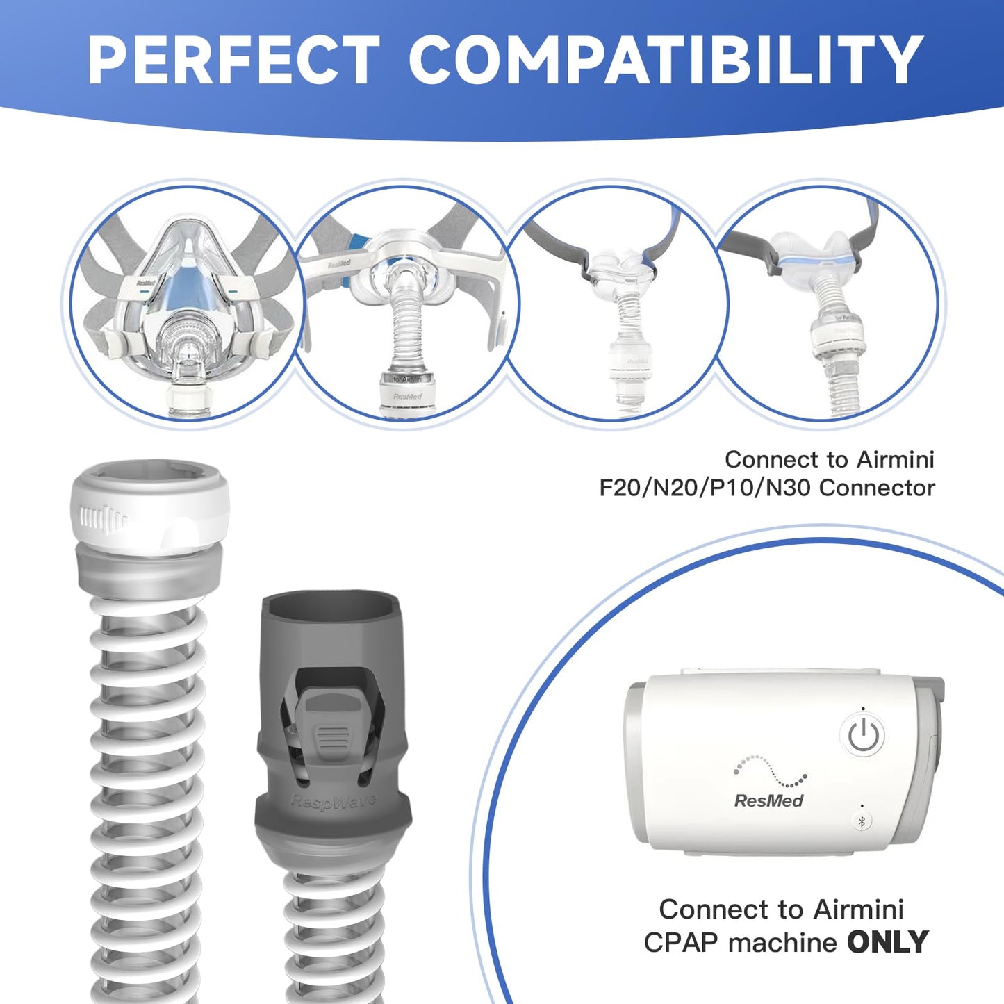 2PCS Replacement Tubing for ResMed AirMini Hose Tube, FSA/HSA Eligible, Compatible with ResMed Airmini CPAP Machine & P10 Nasal Pillows, N20, N30 Nasal Masks, CPAP Supplies
