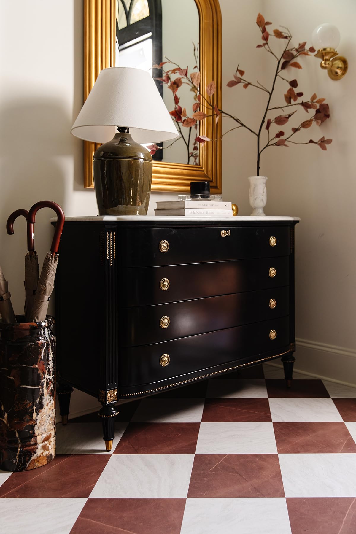 FloorPops x Chris Loves Julia Bonneville Oxblood Peel and Stick Floor Tiles, FP6333