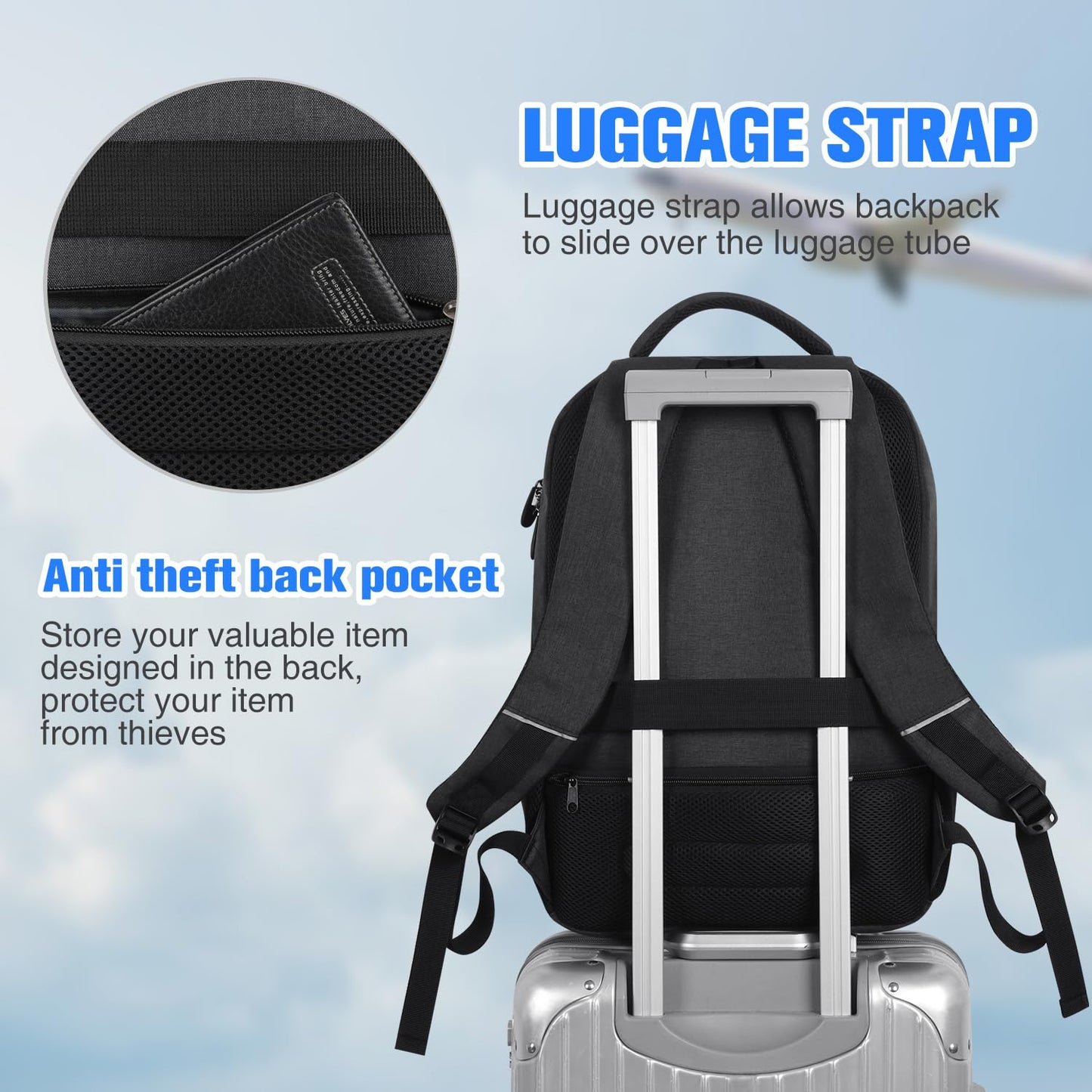 Paude Backpack for Men and Women,17.3 inch School Backpack for Teens,Travel Laptop Backpack with USB Charging port for Business College Travel