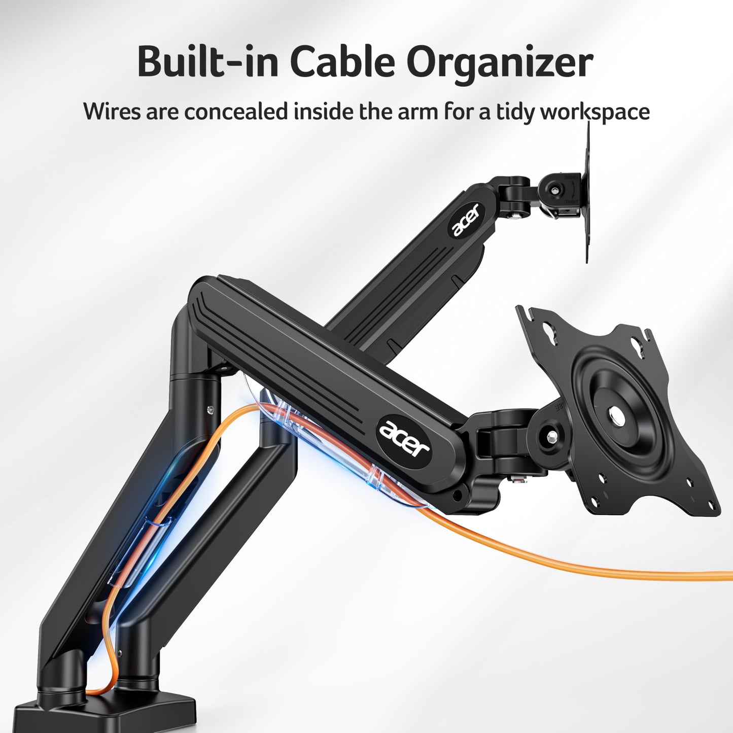 Acer Dual Monitor Arm, Computer Desk Arm with VESA Mounts for 17–32″ Screens, Fully Adjustable Gas Spring Monitor Stand, C-Clamp and Grommet Mounting Base, Fits 4.4 to 19.8lbs Computer Monitors