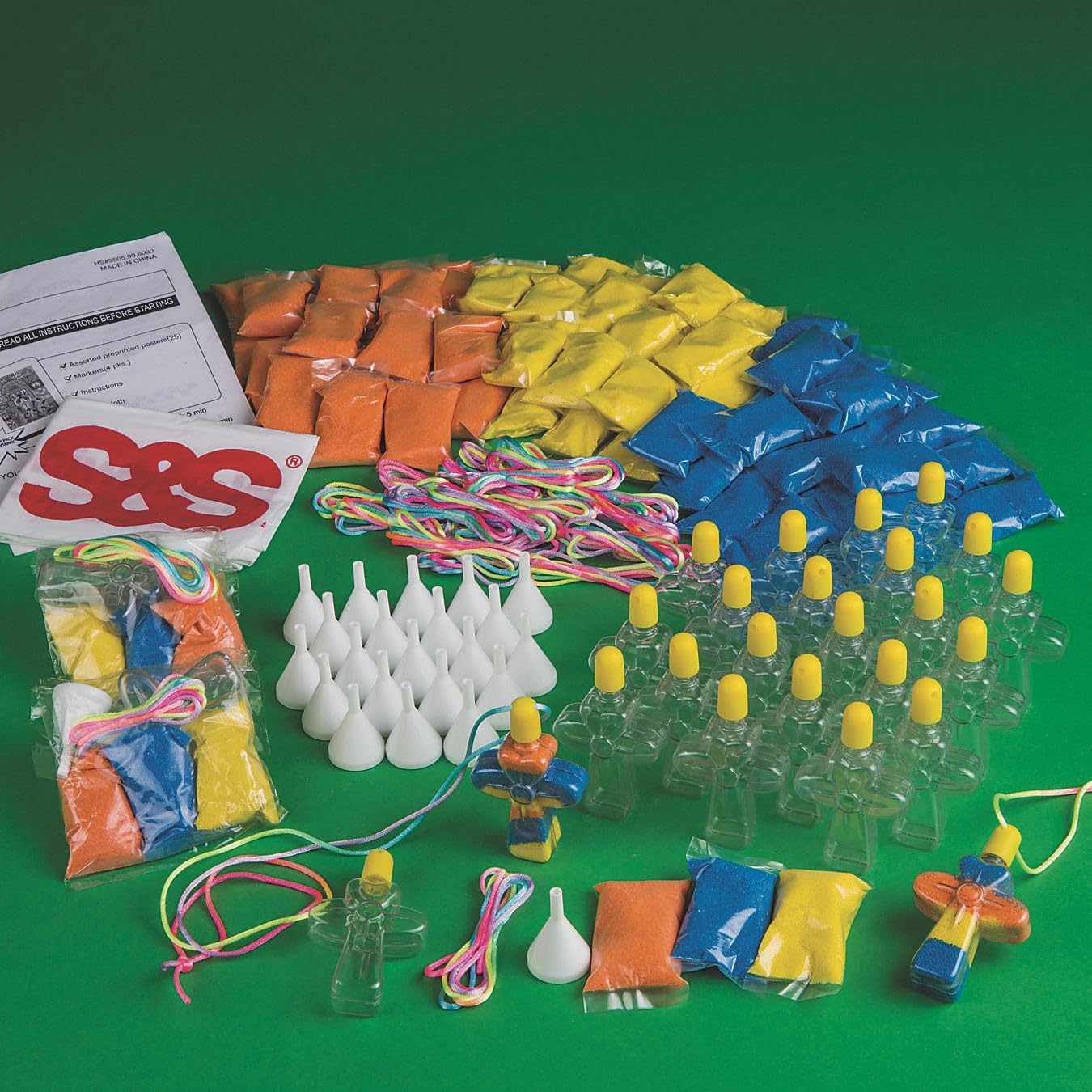 S&S Worldwide Sand Art Cross Necklace Making Kit 2" Wide 3" Tall 24pcs