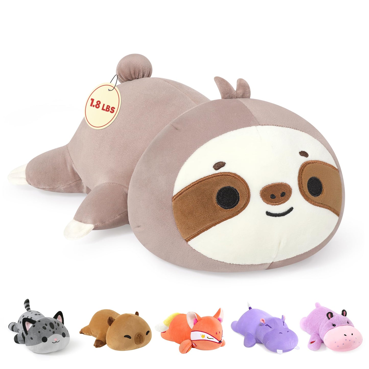 Onsoyours Original Sloth Weighted Stuffed Animals - 1.8 lbs Cute Sloth Plushies, 13.8 inch Soft Plush Toys Gifts for Kids & Adults Grey