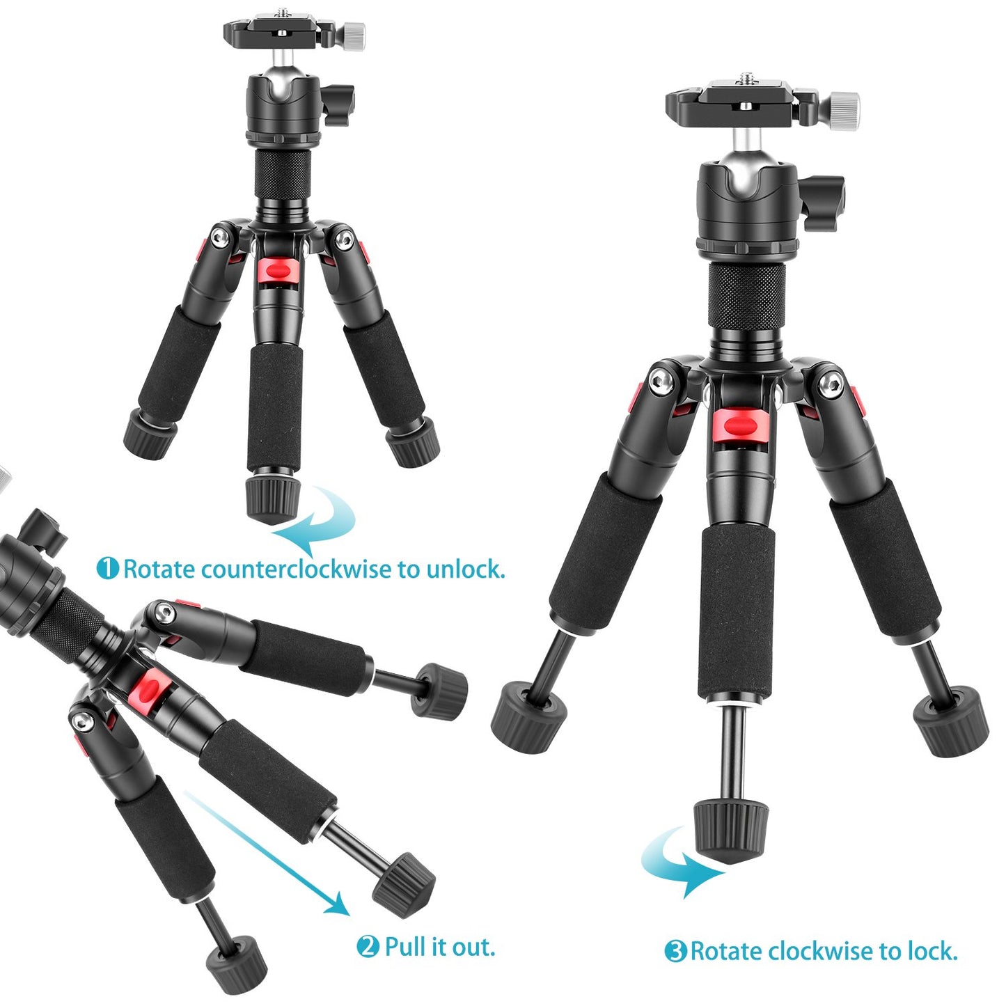 NEEWER Portable Desktop Mini Tripod Aluminum Alloy 20''/ 50cm Desk Tripod with 360 Degree Ball Head, 1/4 inch Quick Shoe Plate for DSLR Camera Video Camcorder, Load up to 11 pounds/5 kilograms
