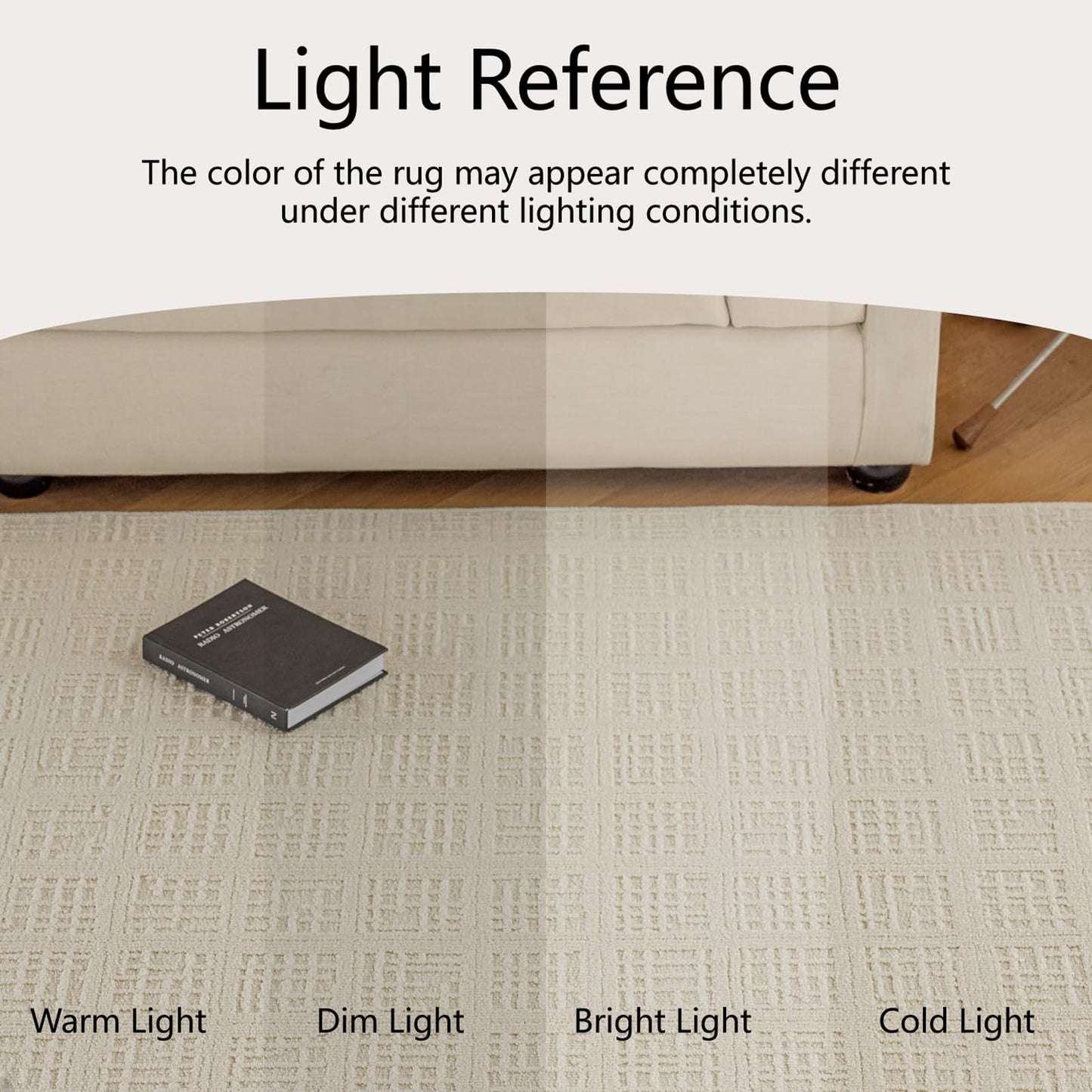 jxgzyy 5x7 Beige Area Rug, Solid Cream Textured Rugs for Bedroom, Neutral Ivory Aesthetic Carpet, Off White Rug for Kitchen Dining Room, Stain Resistant (Beige, 6'7" x 4'7")