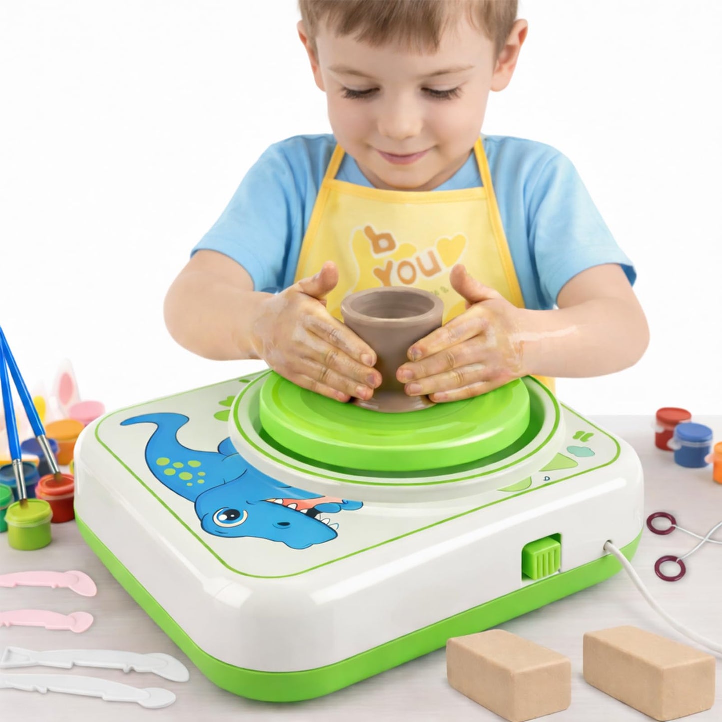 ROHSCE Pottery Wheel for Kids, Ceramic Art Pottery Painting Kit for Kids Ages 3-12