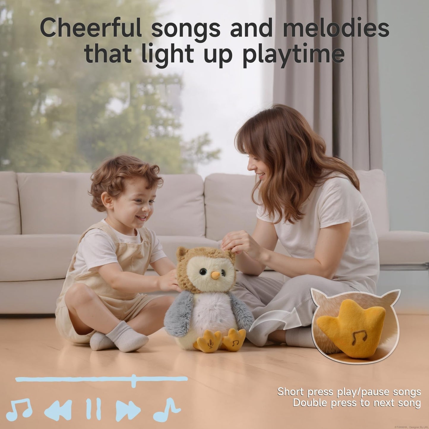 eJog Pup Owl Plush Stuffed Baby's Animal Toy Interactive Owl Toy with Sounds and Shake Hands, Singing Record Repeat What You Say, Birthday Gifts for Toddlers Kids