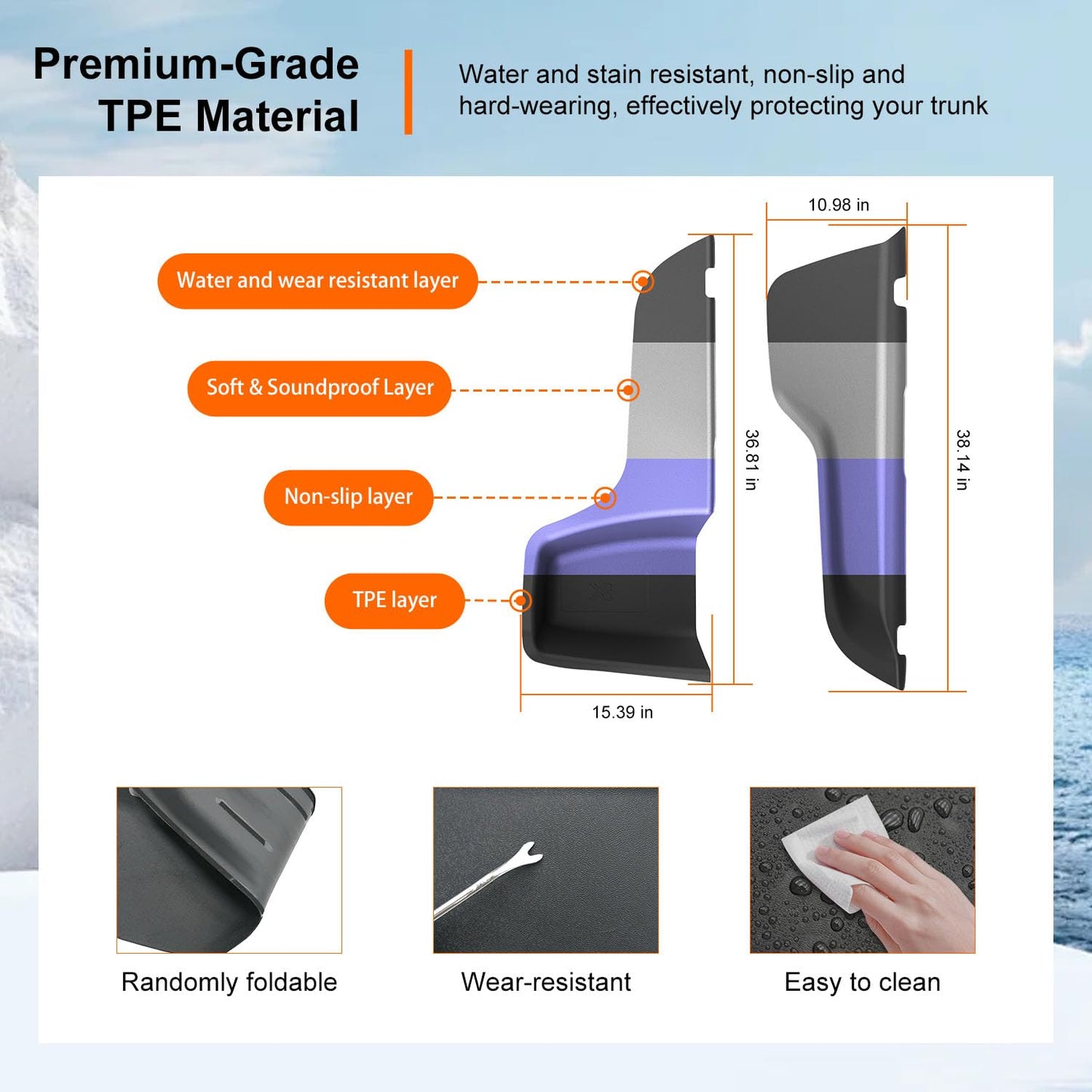powoq Cargo Sidewall Protector Compatible with 2016-2026 Dodge Durango Trunk Sidewall Protector Mat Replacement for 2016-2026 Dodge Durango Accessories (Side Trunk Mat)