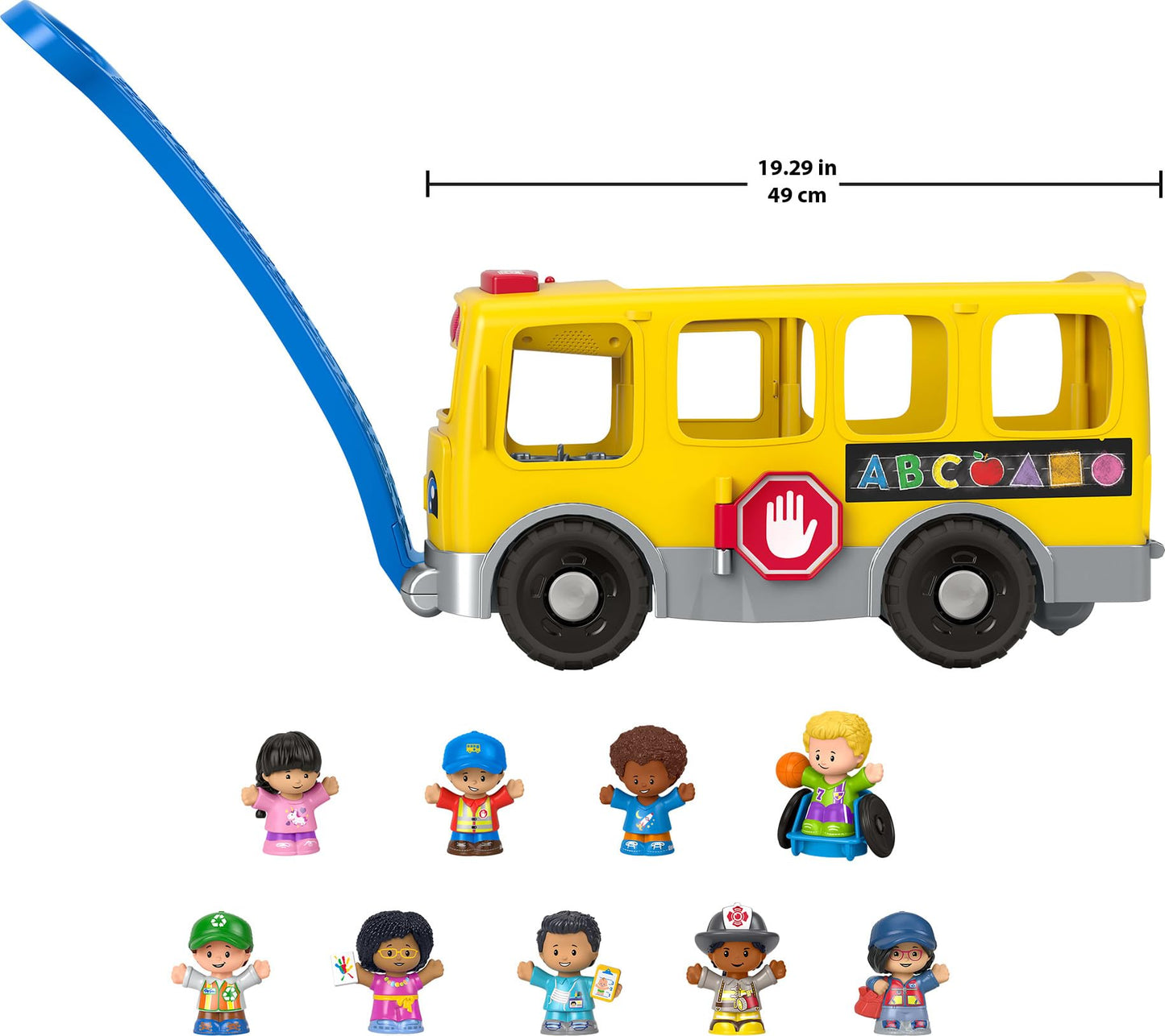Fisher-Price Little People Toddler Toy Big Yellow School Bus & Community Heroes Set, Musical Pull-Along Vehicle & Figures for Kids Ages 1+ Years