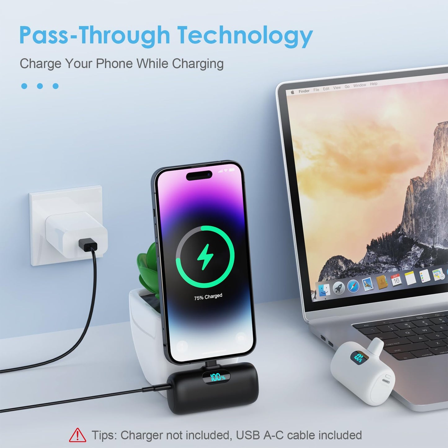 [2 Pack]Small Portable Charger for iPhone,Upgraded 5000mAh PD Fast Charging Power Bank,Cute Mini Portable Phone Charger Battery Pack Compatible with iPhone 14/14 Pro Max/13/13 Pro/12 Pro/11/XR/X/8 etc