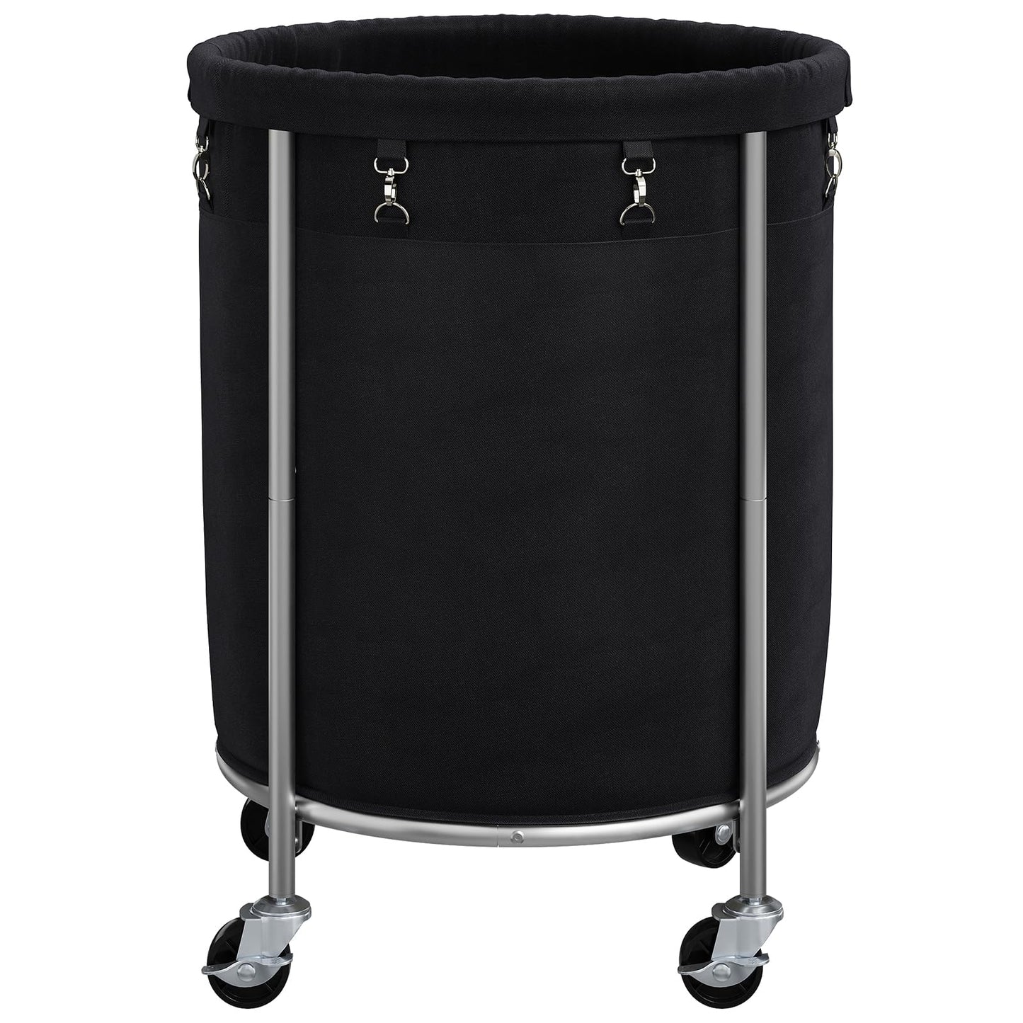 ELYKEN 190L Laundry Basket with Wheels, Large Rolling Laundry Hamper with Removable Liner Bag, Round Rolling Laundry Cart, Dirty Clothes Hamper for Hotel, Home, Closet, Dorm, Black