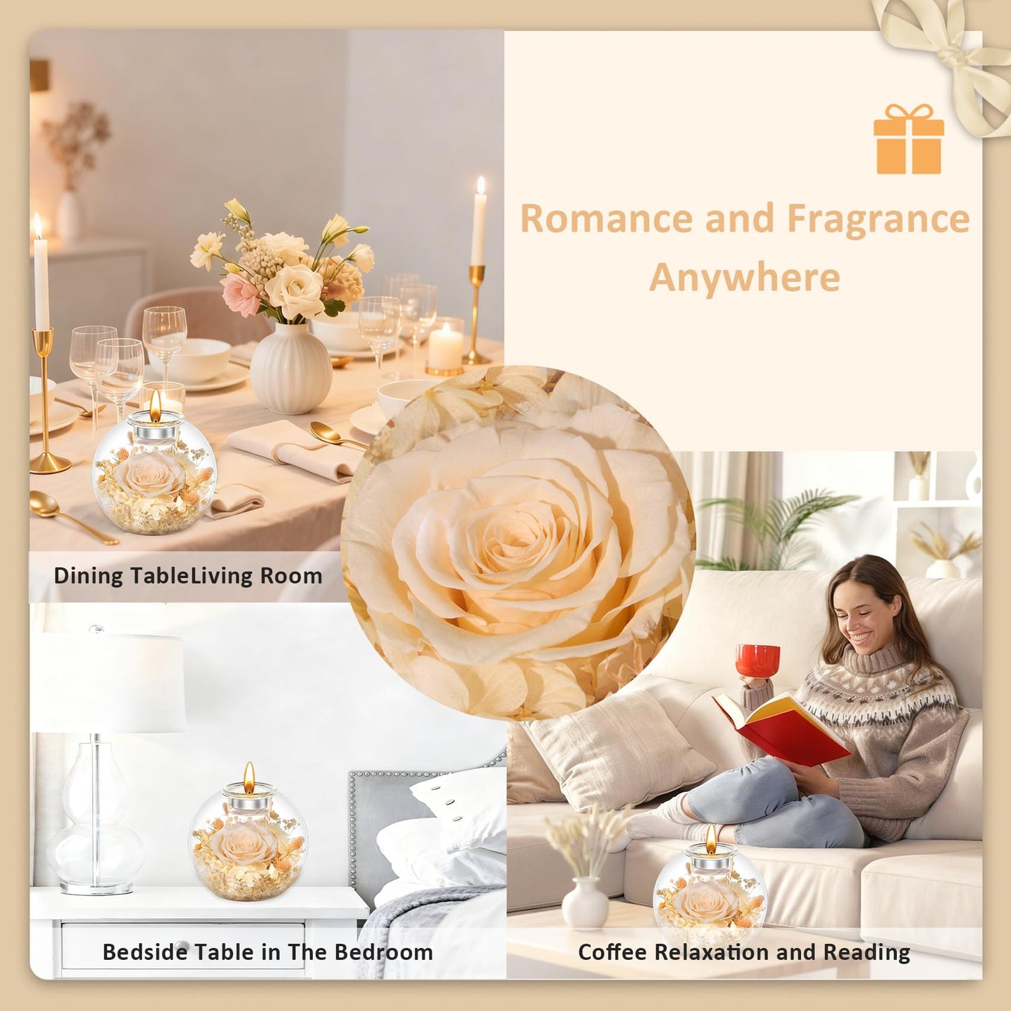 DEEMEI Gifts for Mom Birthday Gifts for Women Preserved Large Rose Flowers for Delivery Preserved Flowers Forever Eternal Rose in Glass Dome with Two Scented for Grandma Wife Daughter Sister Friends