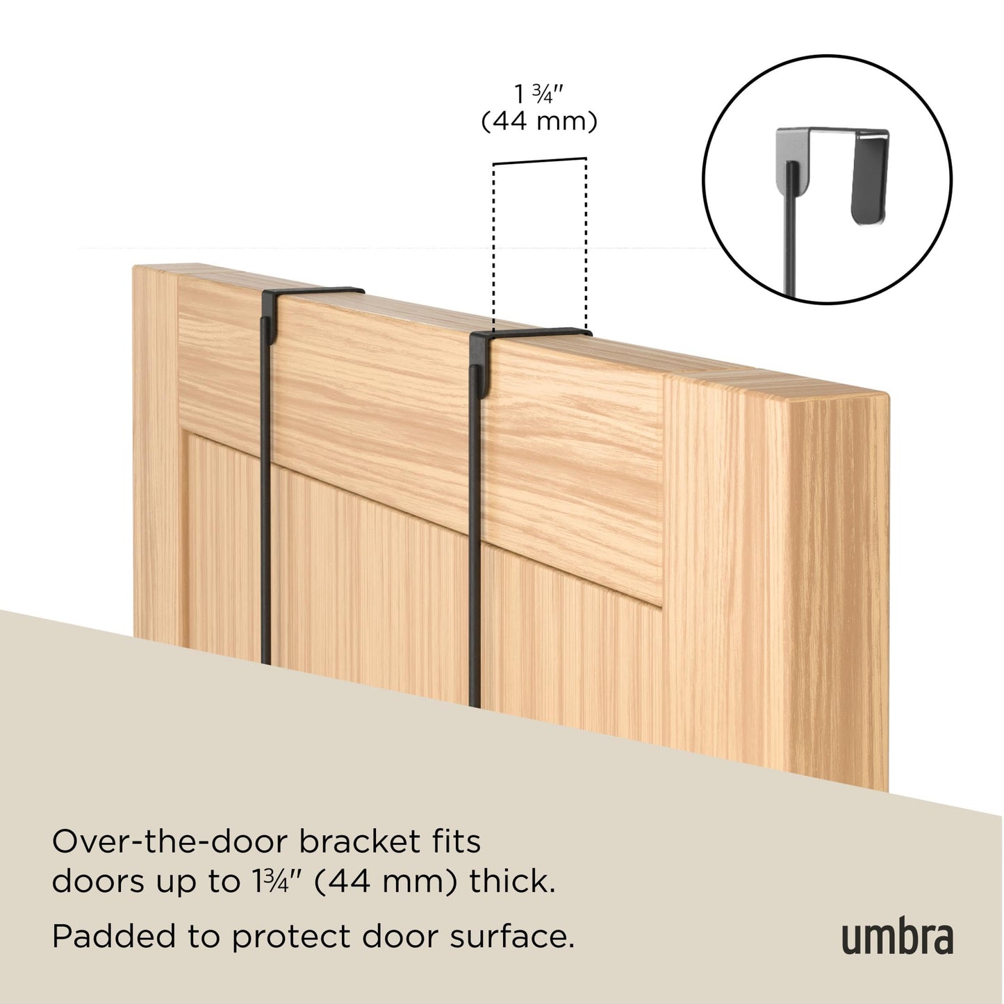 Umbra Estique Over The Door Coat Rack & Multi-Use Organizer, for Coats, Bags, Hats & More, Black/Walnut