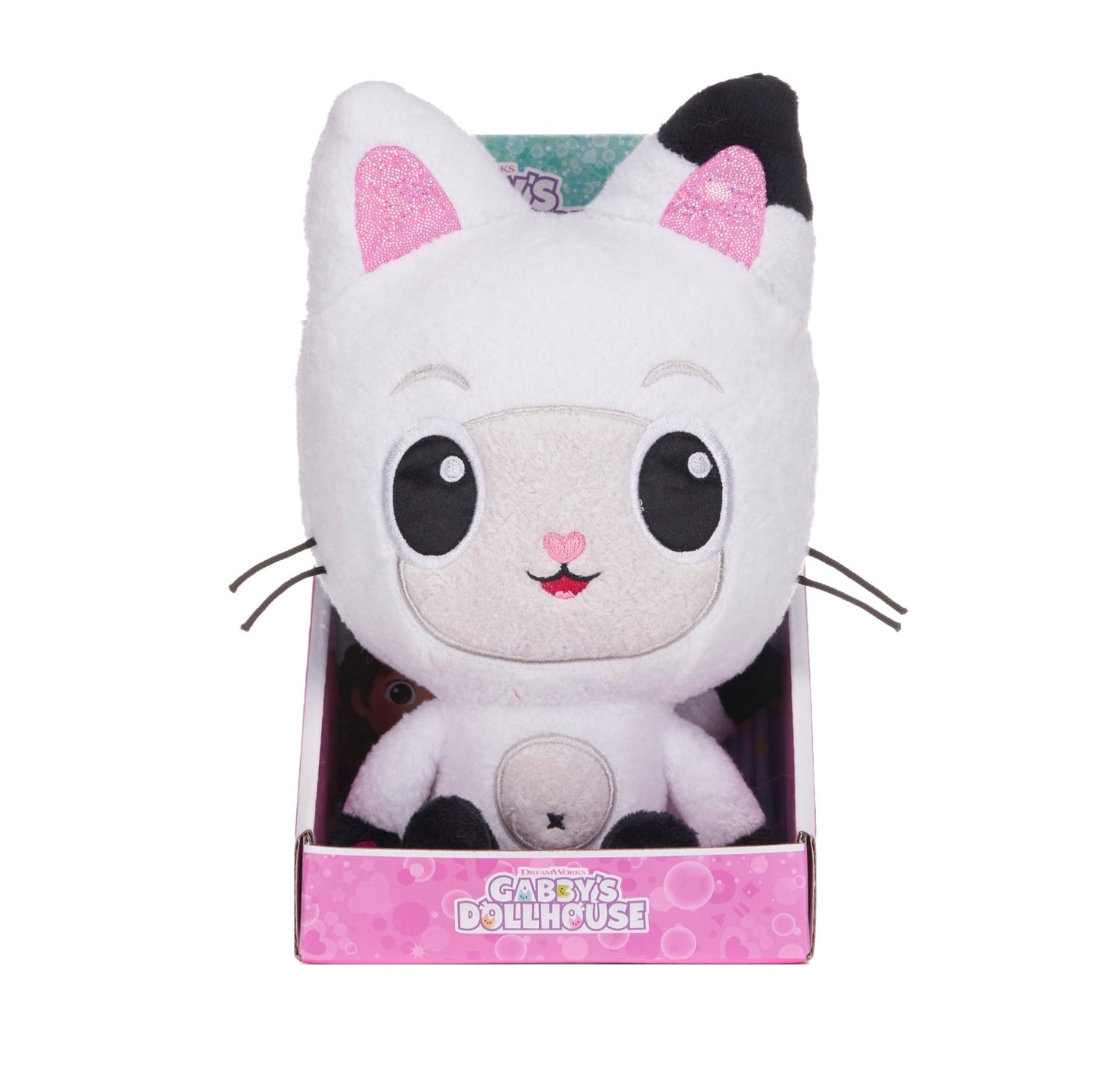 Posh Paws 50105 Gabby's Dollhouse 25cm (10-inches) Pandy Paws Character Soft Plush Toy, White