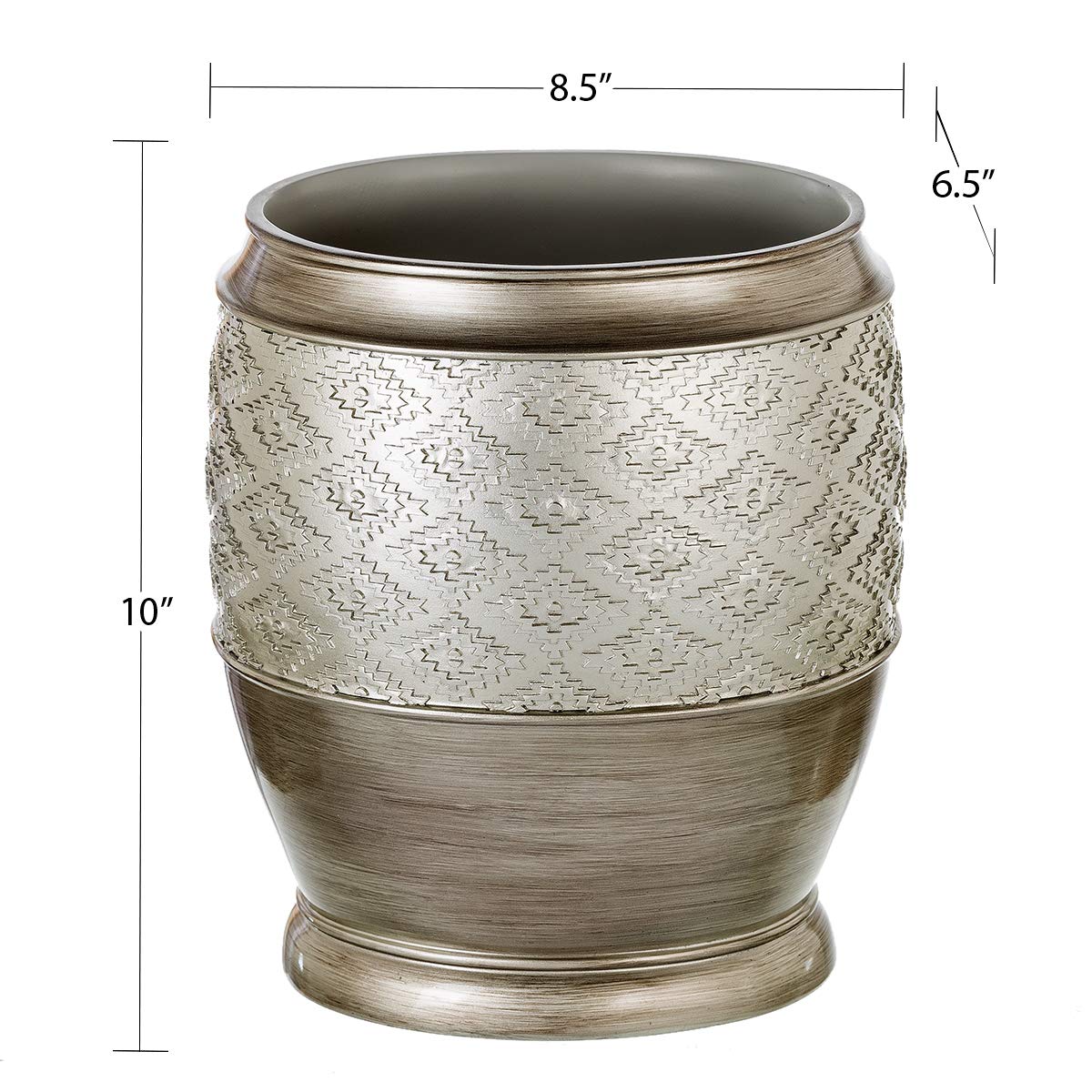 Creative Scents Dublin Silver Small Bathroom Trash Can with Lid - Brushed Silver Garbage Can - Decorative Waste Basket for Bathroom Decor - Durable Wastebasket for Paper/Diaper