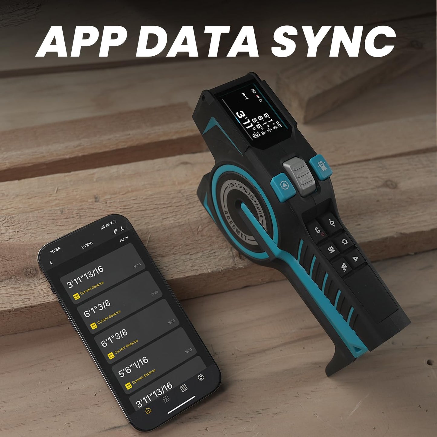 3-in-1 Digital Tape Measure, 330Ft Laser Measurement Tool & Auto Lock Tape with Instant Digital Readout, Extended Laser Line & Incremental Measurement, Replaceable Tape | Swappable Battery | APP Sync