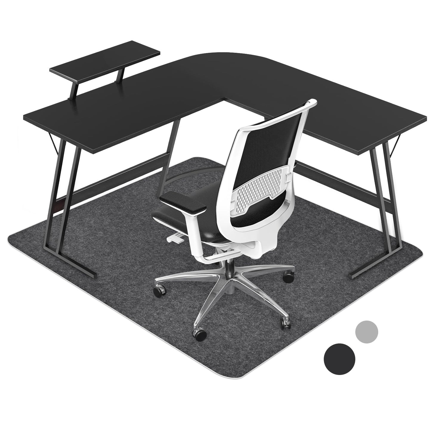 Placoot Office Chair Mat for Hardwood Floor, 55"x63" Large Size Computer Chair Mat, Desk Chair Mat, Large Anti-Slip Floor Protector for Home Office Dark Grey