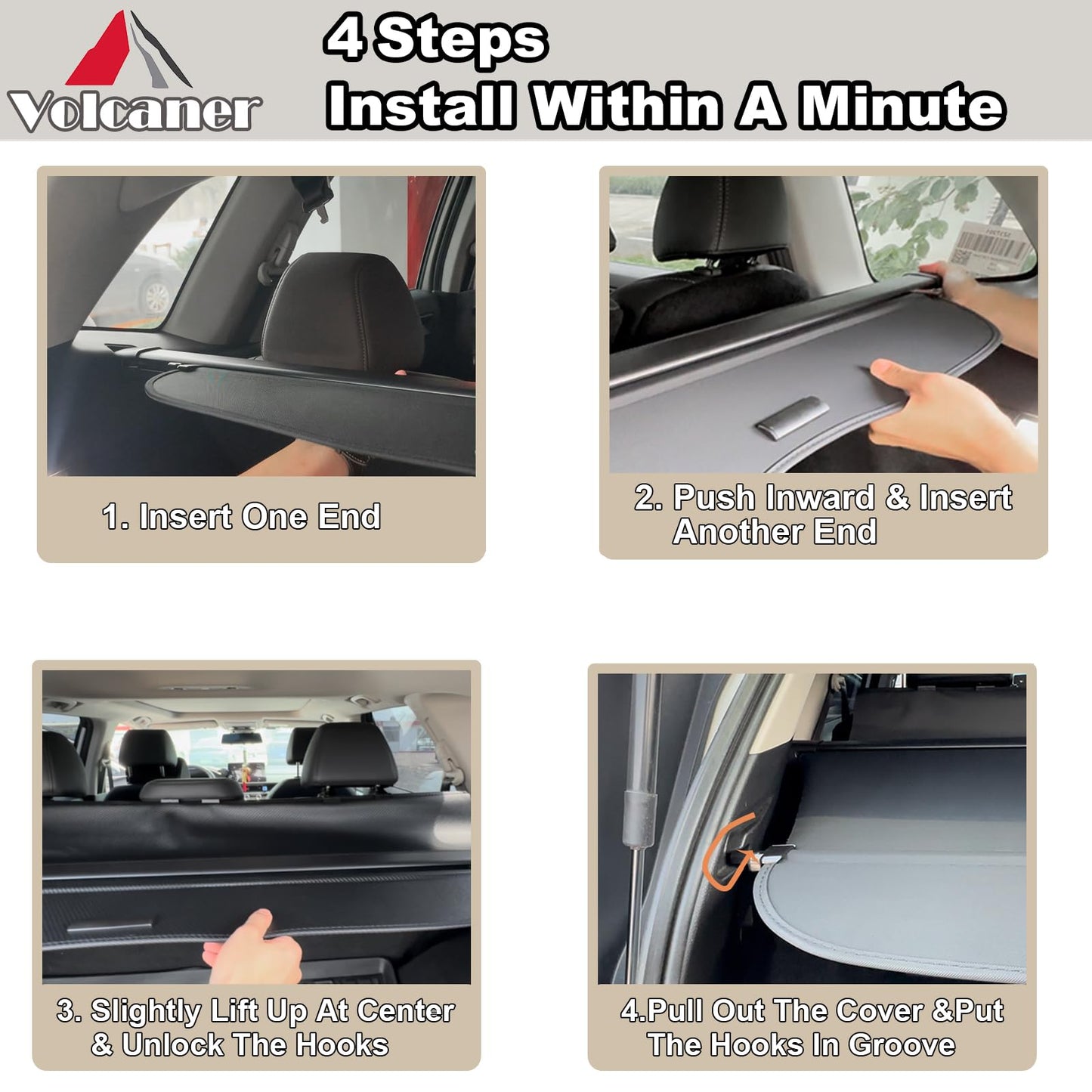 Volcaner Cargo Cover Compatible with All-New Toyota 4Runner 2025 2026 Accessories,Carbon Fiber Look Retractable Trunk Cover Organizer Security Shielding Shade Cover (Carbon Fiber Look,Hidden Handle)