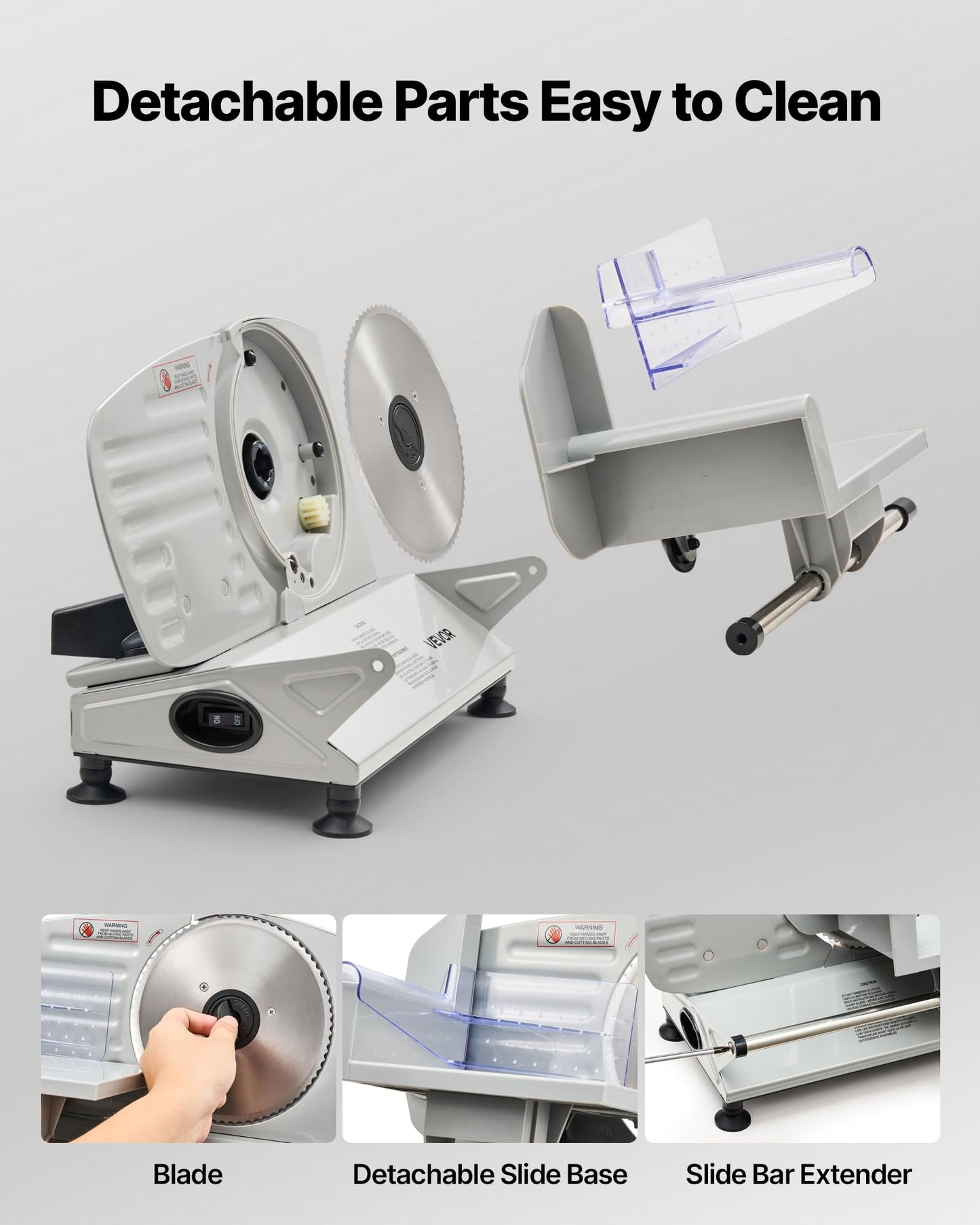 VEVOR Meat Slicer, 6.7" Electric Deli Slicer Machine with 2 SUS420 Blades, 0-0.6 inch Adjustable Thickness, 150W Home Food-Slicer for Meat, Ham, Baguett, Steak, ETL Approved