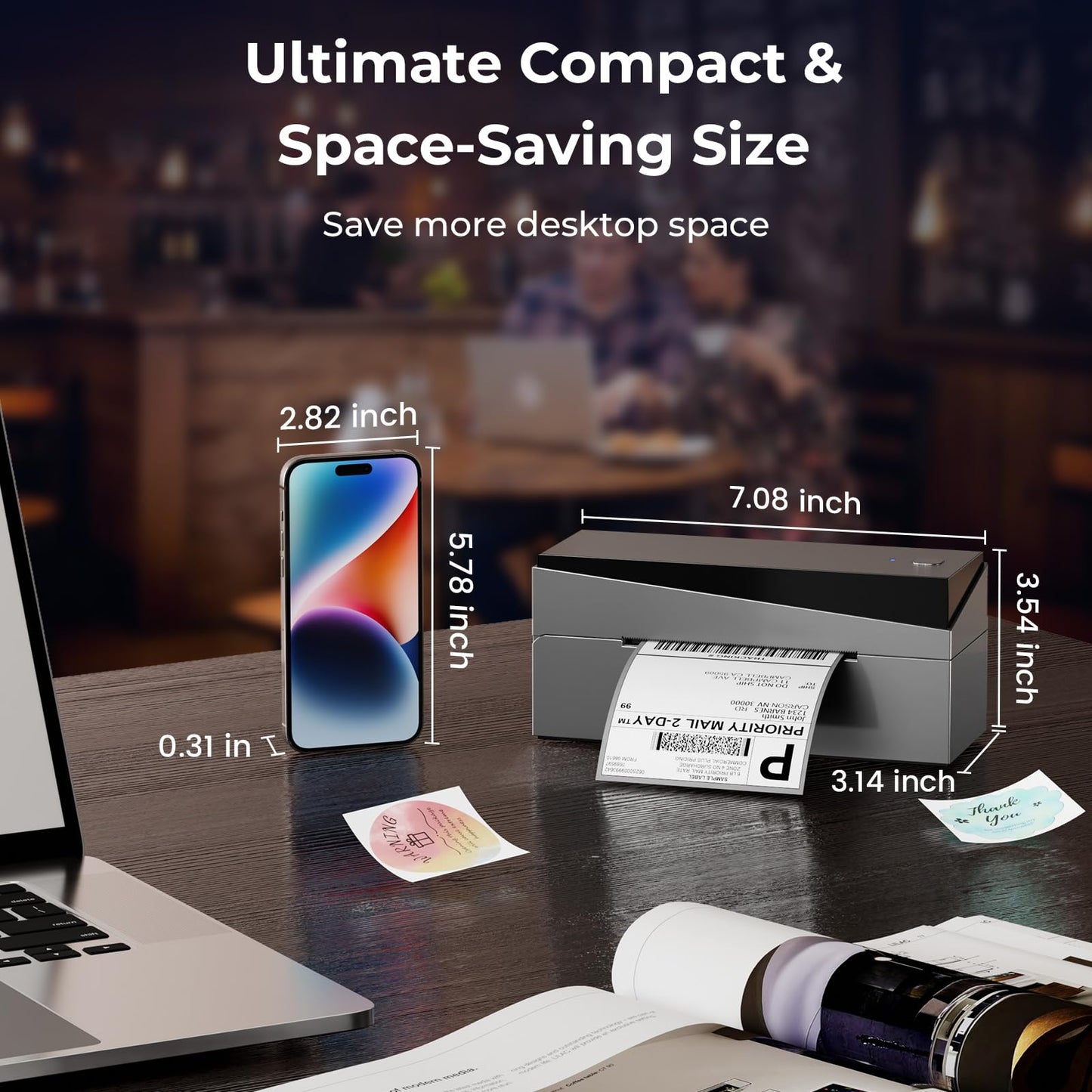 Omezizy Bluetooth Shipping Label Printer 4x6, 249BT Thermal Label Printer 4x6 for Small Business, Shipping Packages, Office, Home, Compatible with Android iPhone iPad Windows macOS Chrome USPS Etsy