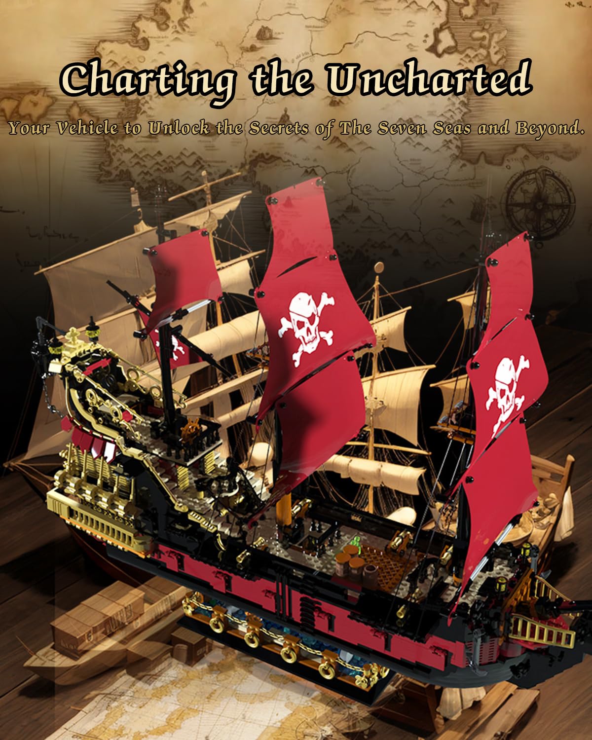 Adult Pirate Ship Building Kit, Queen Anne's Revenge Pirate Ship Mini Building Block Sets for Adults, Construction Toys Gift for Teens & Men, Not Compatible with Lego Pirate Ship, 3399 PCS
