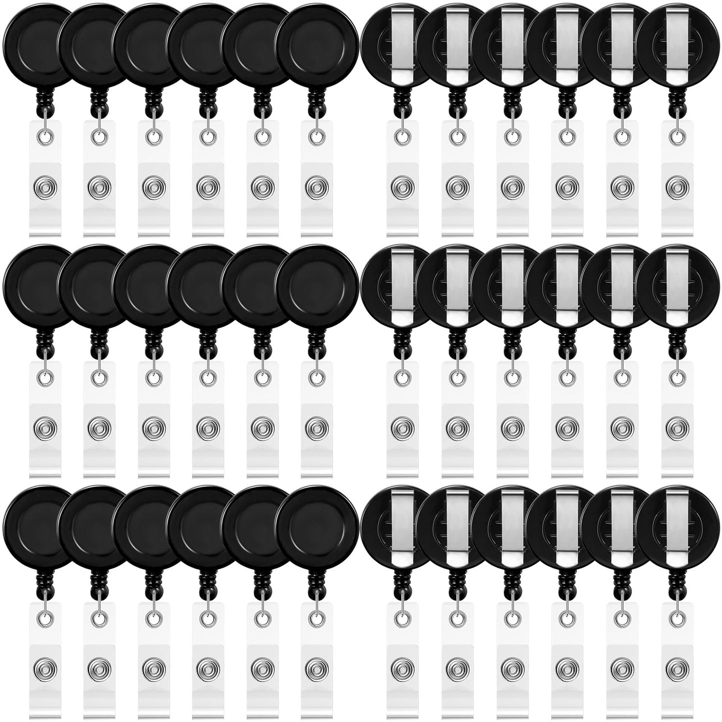 Zonon 100 Pcs Retractable Badge Reel Clips ID Card Holder Reel with Metal Belt Clip for Hanging Cards Key Chains, Name Badge Holders for Nurses Teachers Students (Black)