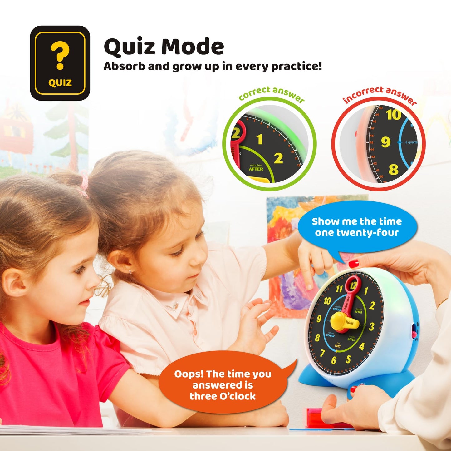 BEST LEARNING Learning Clock - Educational Talking Learn to Tell Time Light-Up Toy with Quiz and Sleep Mode Lullaby Music for Toddlers & Kids Ages 3 to 6 Years Old