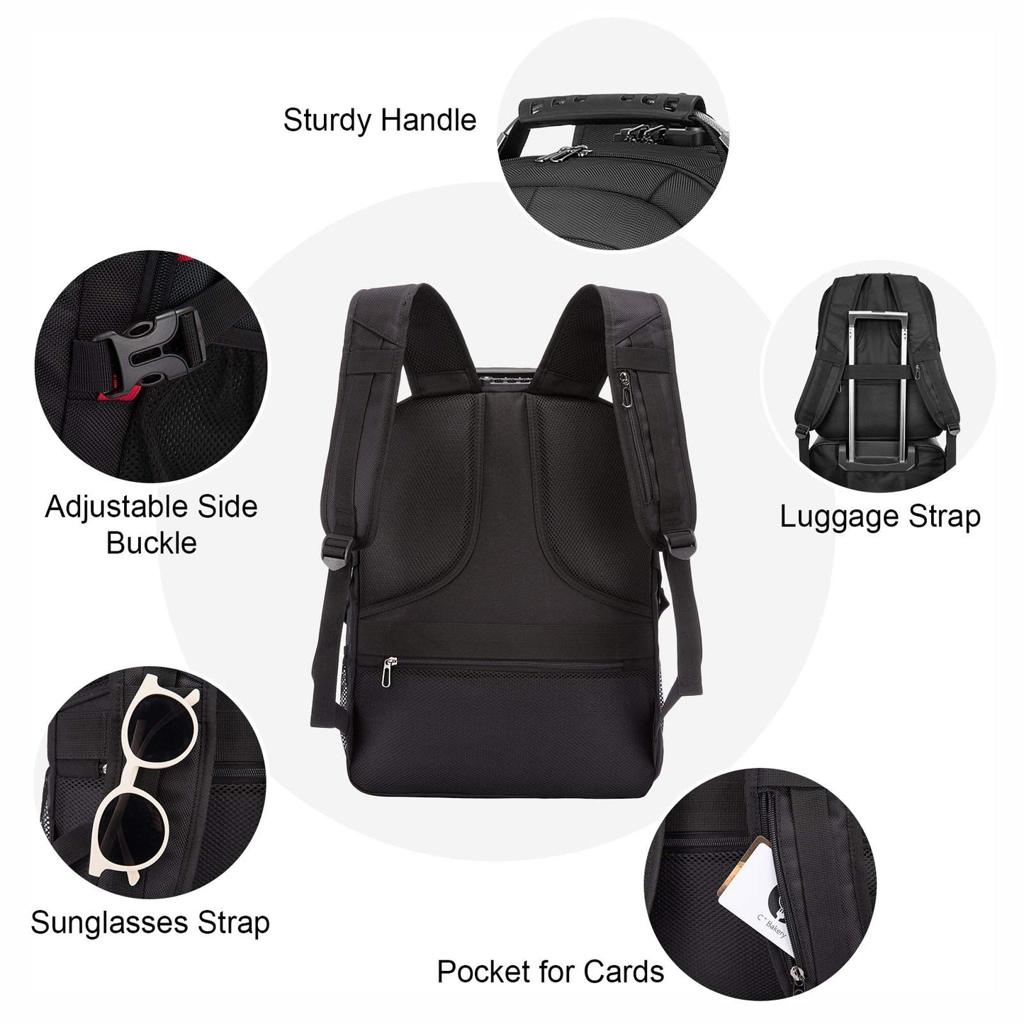 LOVEVOOK Travel Laptop Backpack Waterproof Anti Theft with Lock and USB Charging Port Large Computer Business Backpack for Men Women College (17 inch, Black)