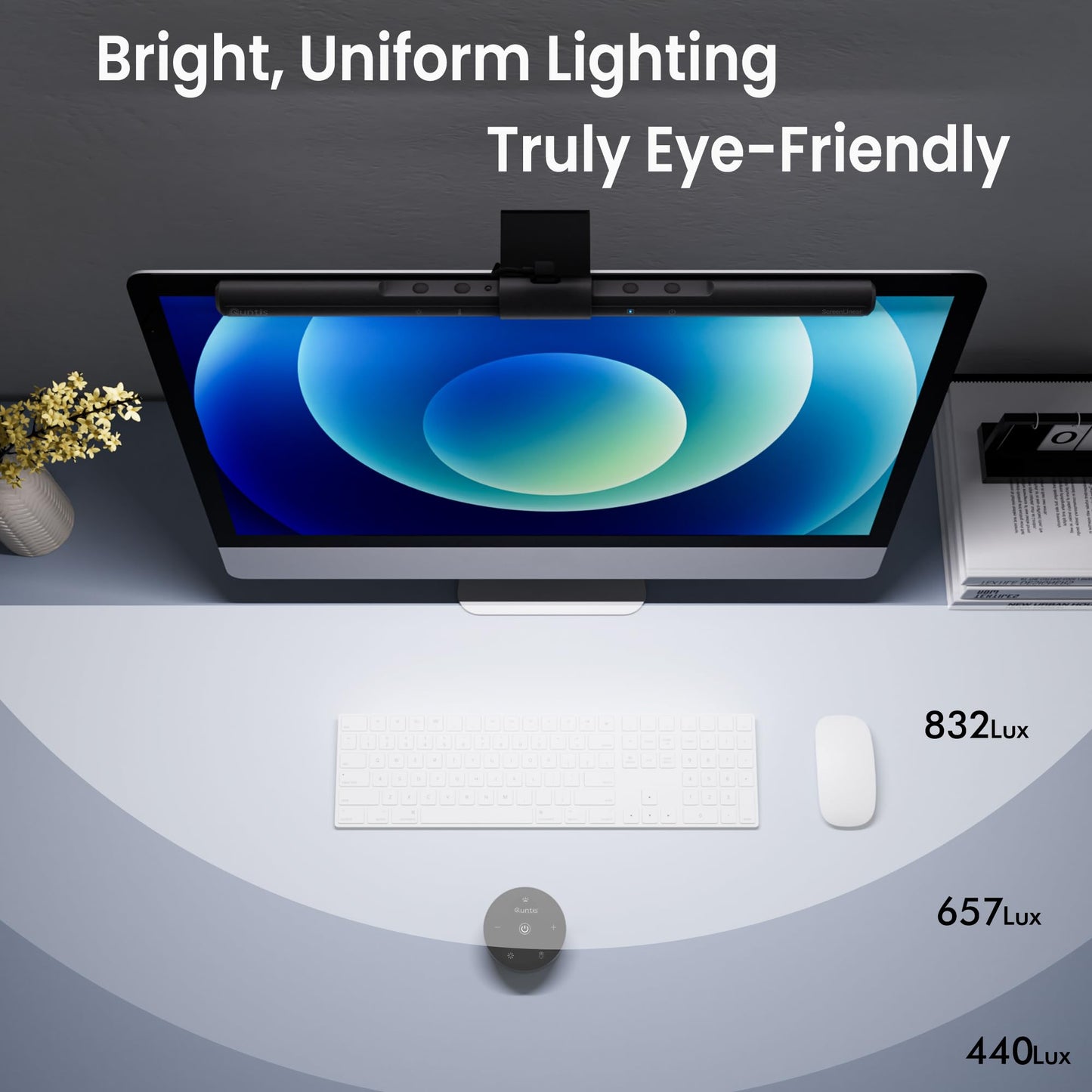 Quntis Computer Monitor Lamp, Screen Monitor Light Bar for Eye Caring, USB Reading LED Task Lamp with Auto-Dimming, Dimmable Lamp Bar, Touch Control, No Glare Space Saving Home Office Desk Lamps