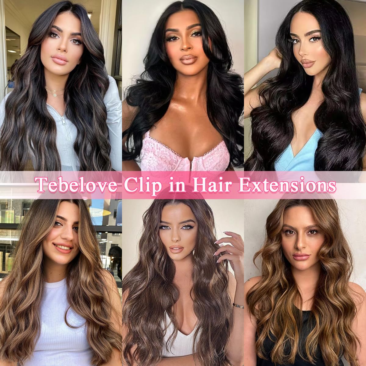 Tebelove Clip in Hair Extensions Real Human Hair 3.6oz/100g Clip ins 100% Brazilian Remy Human Hair Extension for Women 8pcs Per Set with 18 Clips Double Weft (16 Inch #2 Dark Brown)