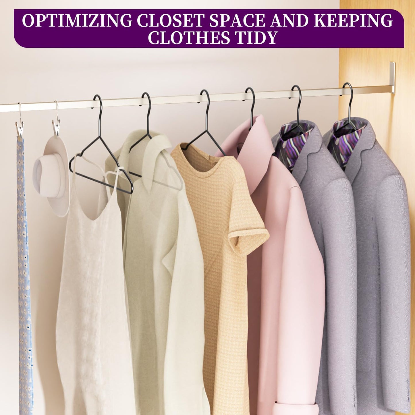 100Pack Metal Wire Hangers+10 Clothes Pins, 16.5" Wire Clothes Hangers for Standard Sized Shirt, Suits, Jackets, Skirts, Ultra Thin Space Saving, Bulk for Home and Commercial