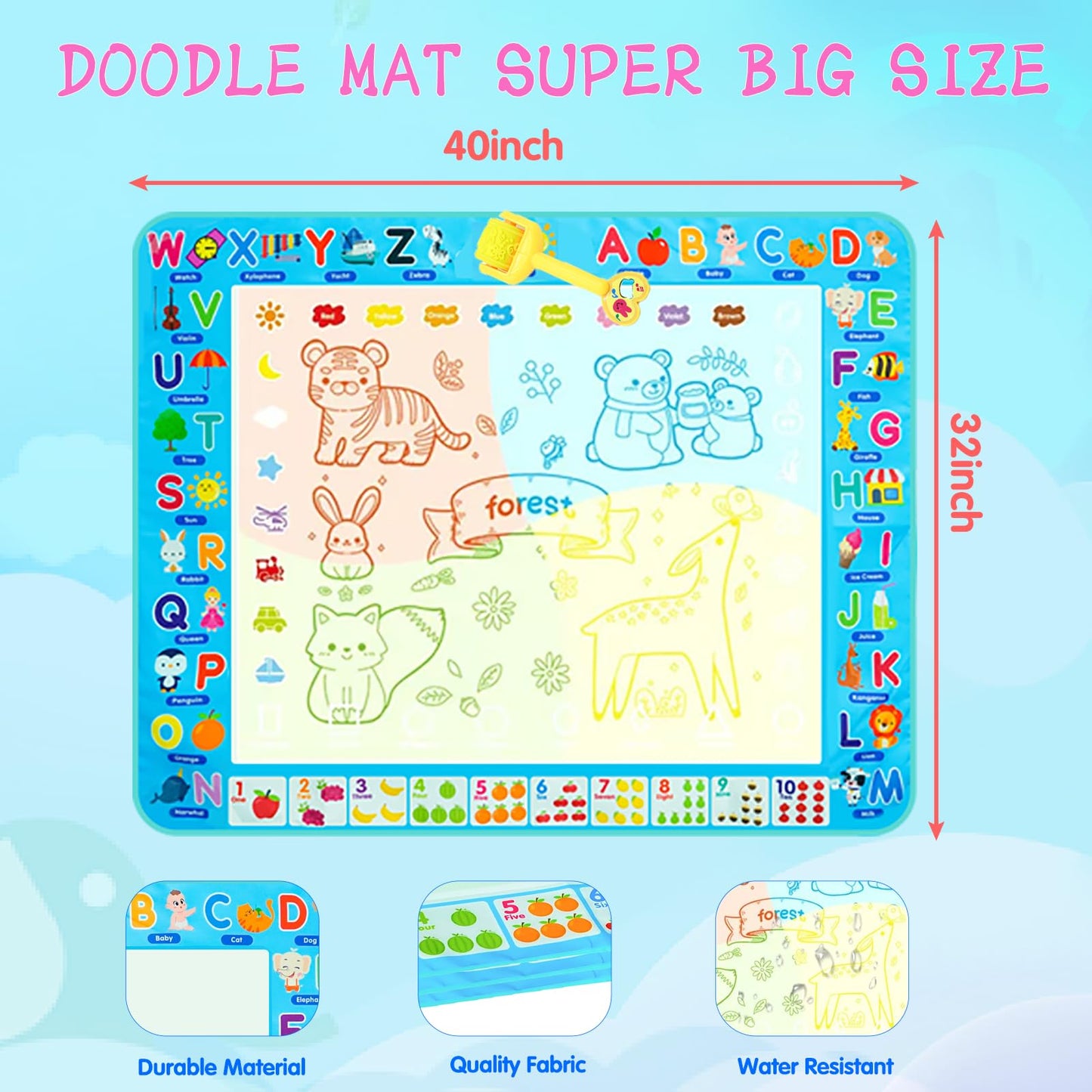 Reusable Water Doodle Mat for Writing and Writing
