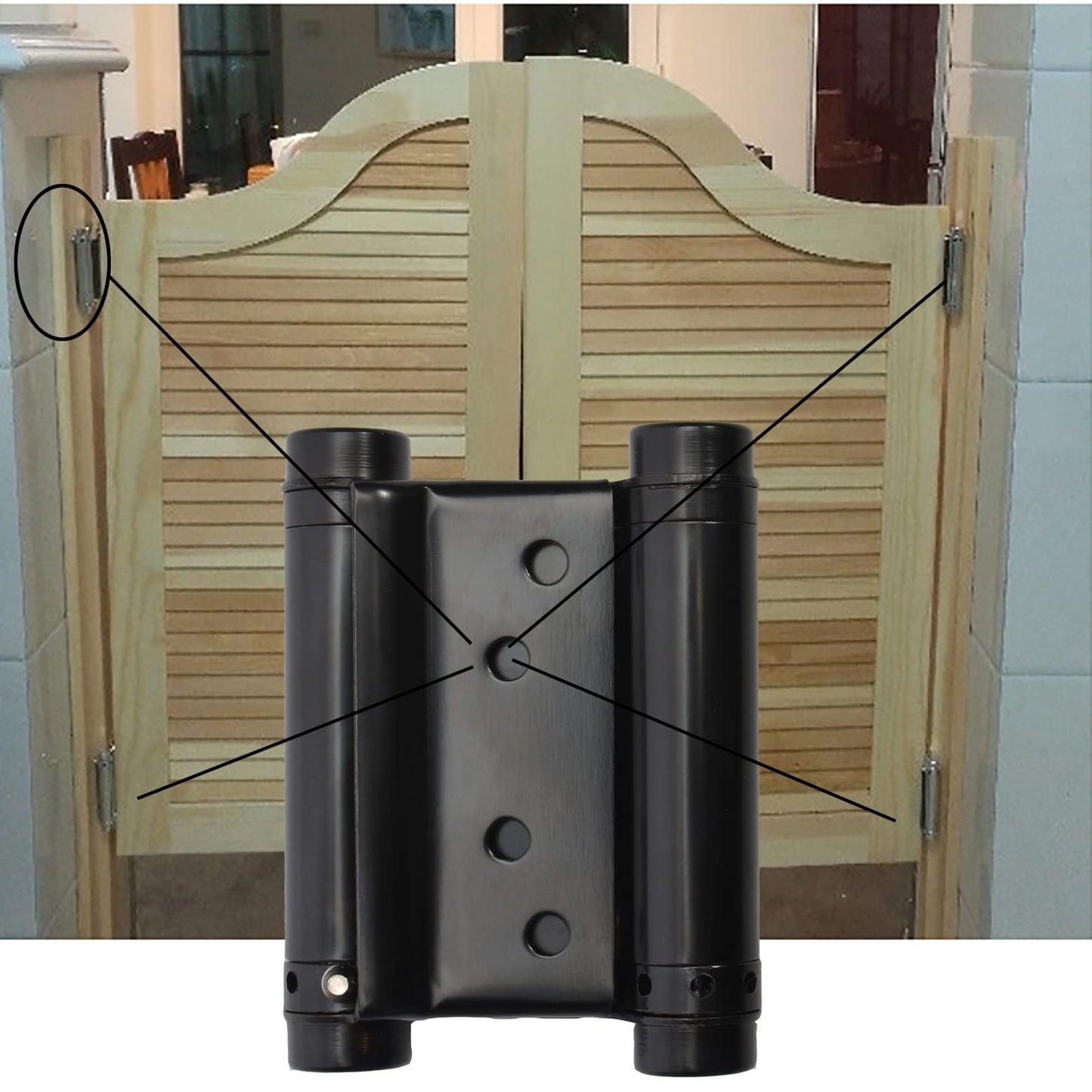 3" Double Action Spring Hinges, Self Closing Door Hinges for Saloon Cafe Pub Swinging Doors, 201 Stainless Steel, Including Pins and Screws, 4-Pack