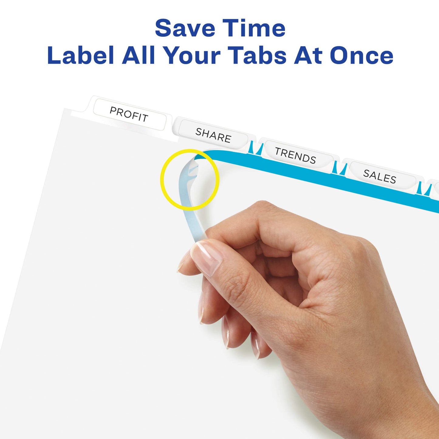 Avery 5 Tab Dividers for 3 Ring Binder, Easy Print & Apply Clear Label Strip, Index Maker Customizable White Tabs, 25 Sets (11446)