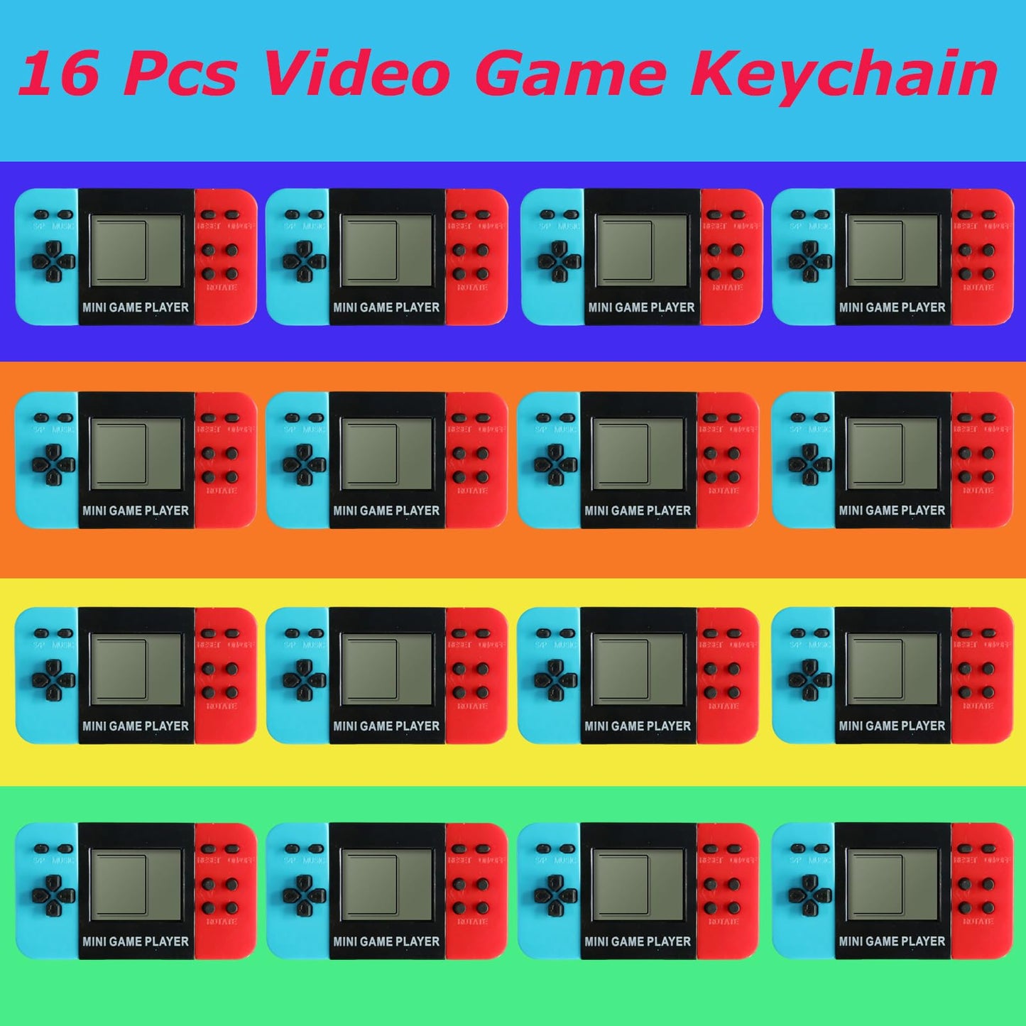 APZ 16 Video Game Party Favors for Kids,Video Game Keychain Party Birthday Supplies,Goodies Bags Stuffer,Carnival Prizes,Treasure Box Toys