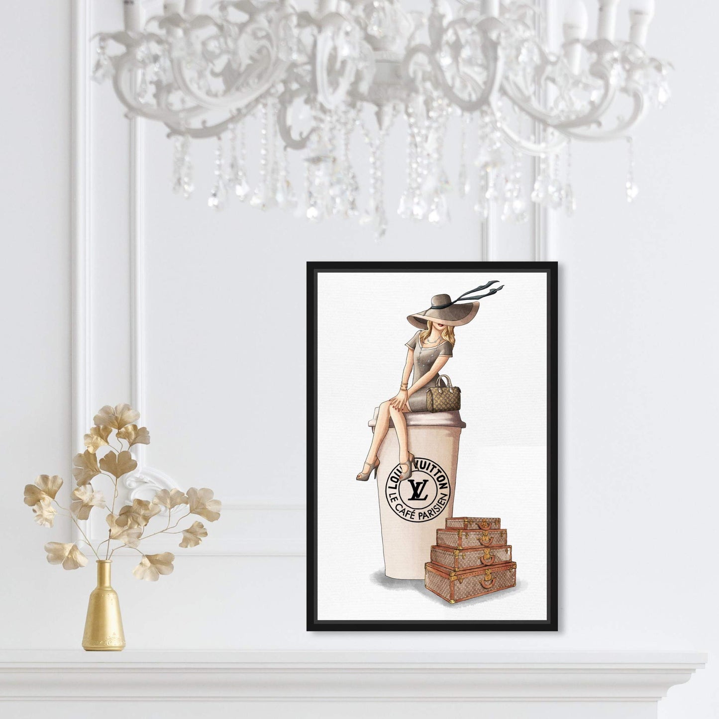 The Oliver Gal Artist Co. Fashion and Glam Framed Wall Art Canvas Prints 'Cafe au Lait Paris' Handbags Home Décor, 10 in x 15 in, Brown, Brown