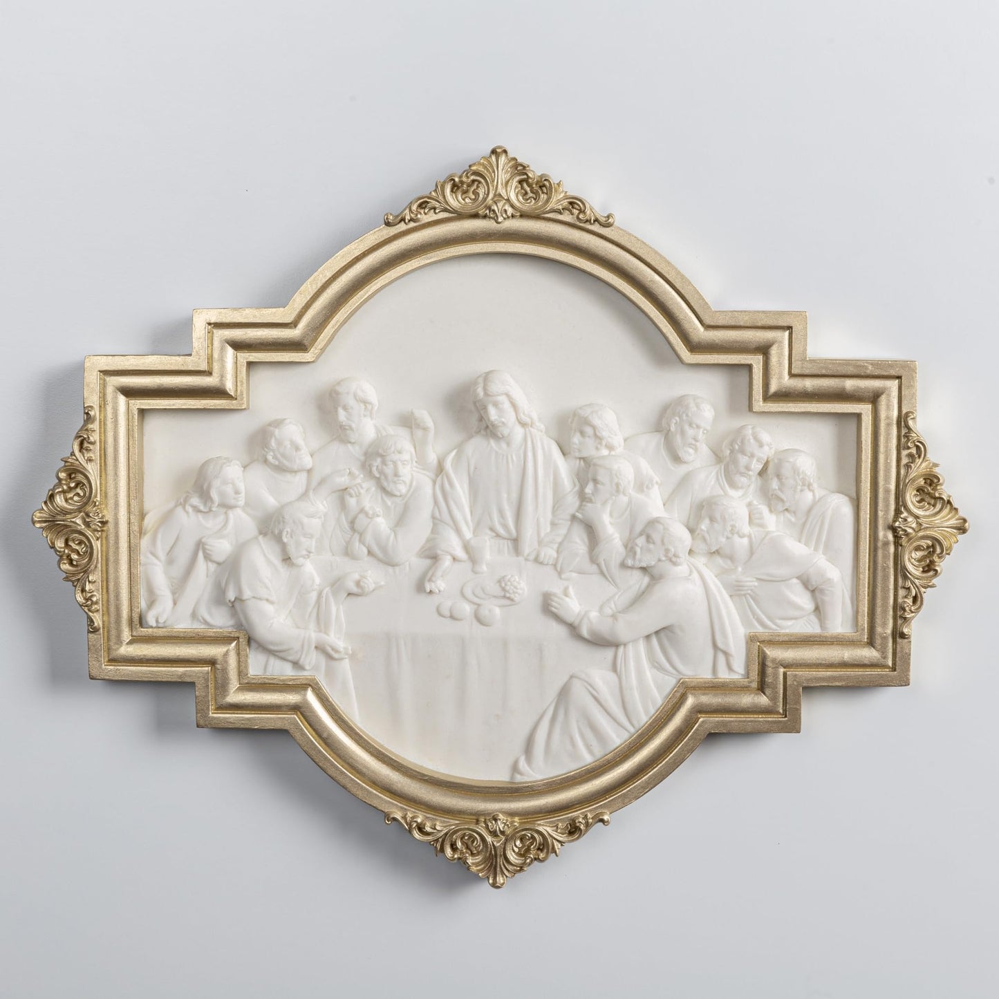 ShineOnAngel The Last Supper Wall Sculpture Gold Framed Relief Wall Art Leonardo da Vinci Relief Last Supper Wall Decor for Dining Room 12.5inch Long Modern Home Regilous Gifts Jesus relief sculpture