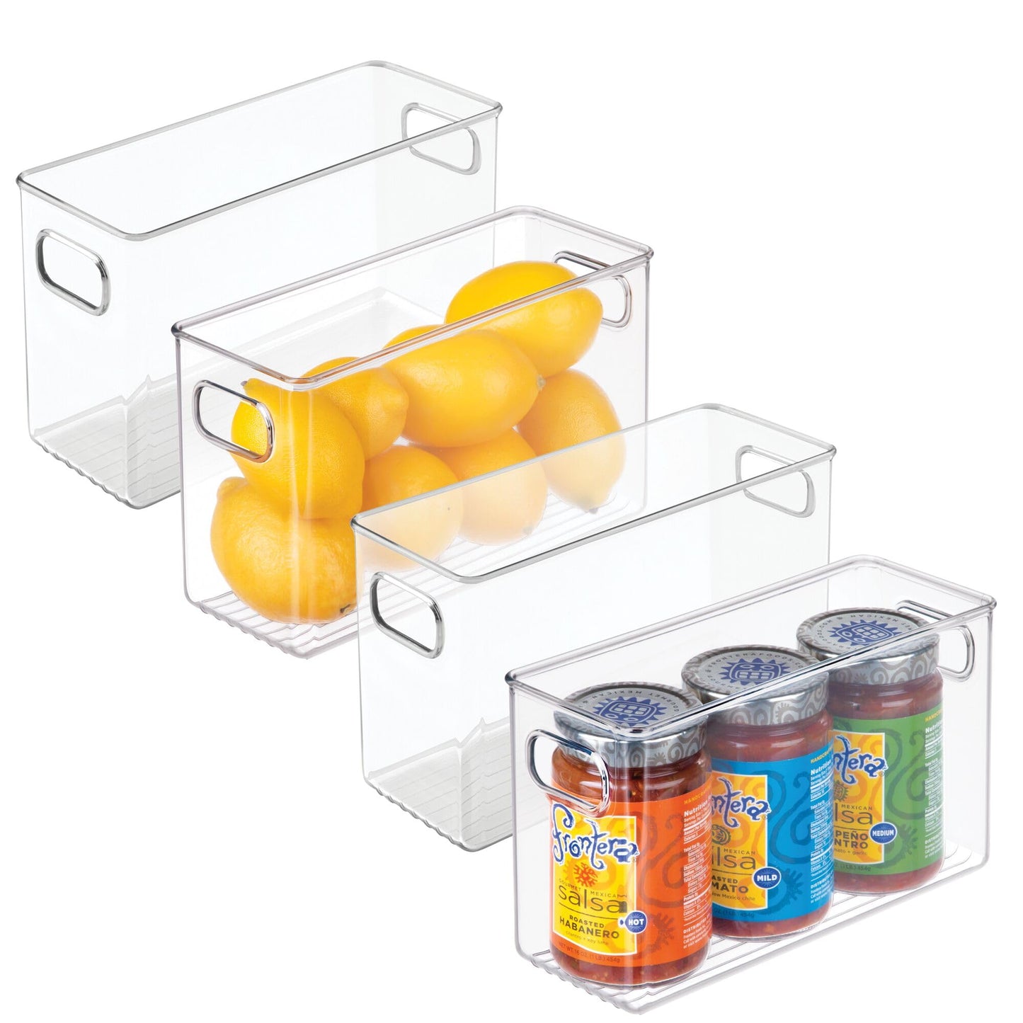 iDesign Slim Clear Plastic Storage Bin, Tall Narrow Organizer for Kitchen, Fridge, or Pantry, 4-Pack