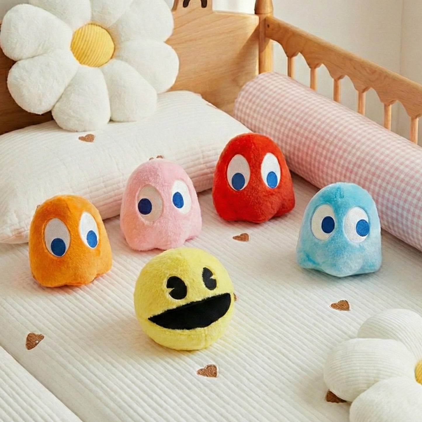 WjcnPac-Man 6inches Plush, Set of 5 Pacman Toys Can Be Used for Party Decoration, Soft and Comfortable Pacman Stuffed Animal, Suitable for Birthday Gifts, Children's Day Giftsetc.