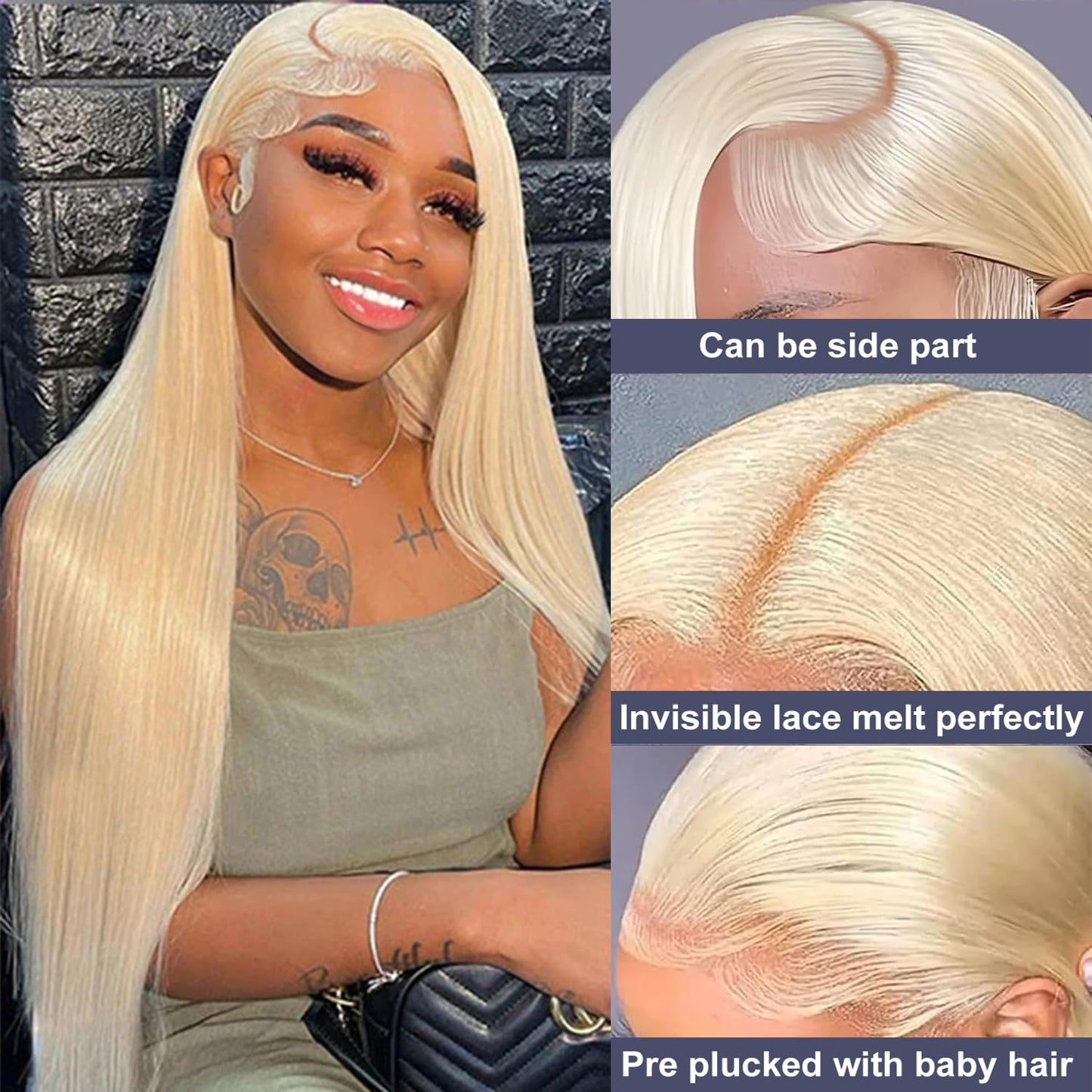 Nicele Ann 30 Inch 613 13x6 Lace Front Wig Human Hair 200 Density 613 Lace Front Wig Human Hair Straight Blonde Wig Human Hair Blonde Lace Frontal Wigs Pre Plucked (30 Inch, 613 13x6 Straight)