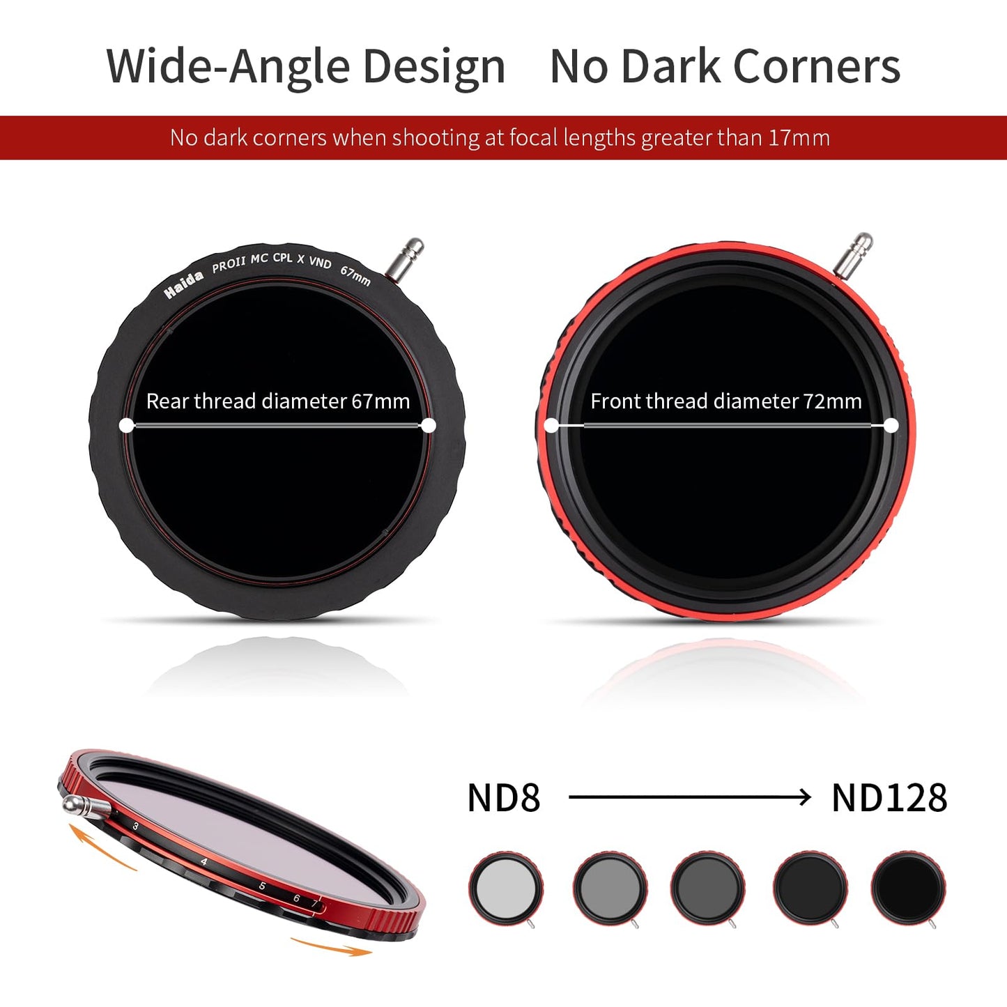 Haida 82mm Pro II Multi-Coating Circular Polarizer + Variable Neutral Density SLR Camera Lens Filter Waterproof Scratch Resistant Nano-Coating CPL + VND (2 in 1)