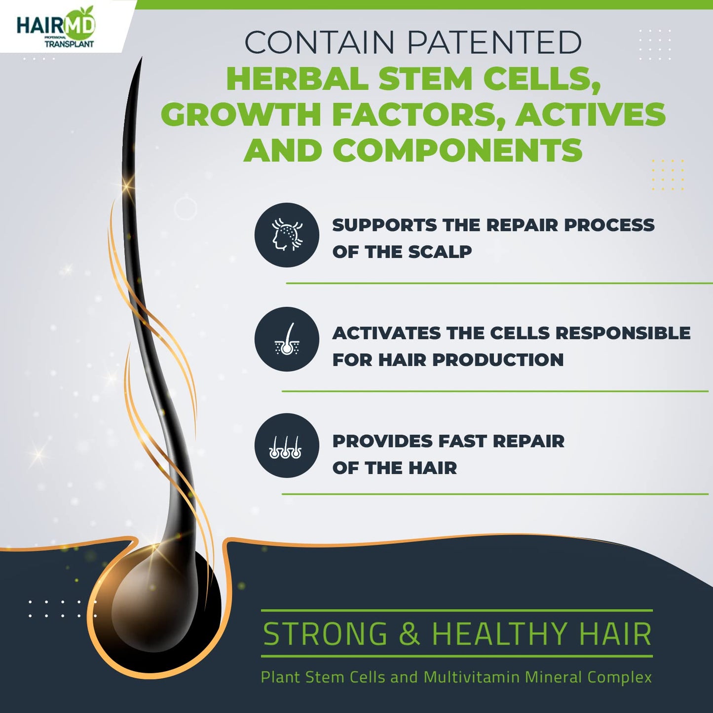 HairMD Transplant Clinical Repair Shampoo - 250ml Biotin Shampoo for Hair Growth - Advanced Regrowth Formula - Protects Post-Transplant Scalp - Reduces Itching and Redness - Prevents Hair Loss