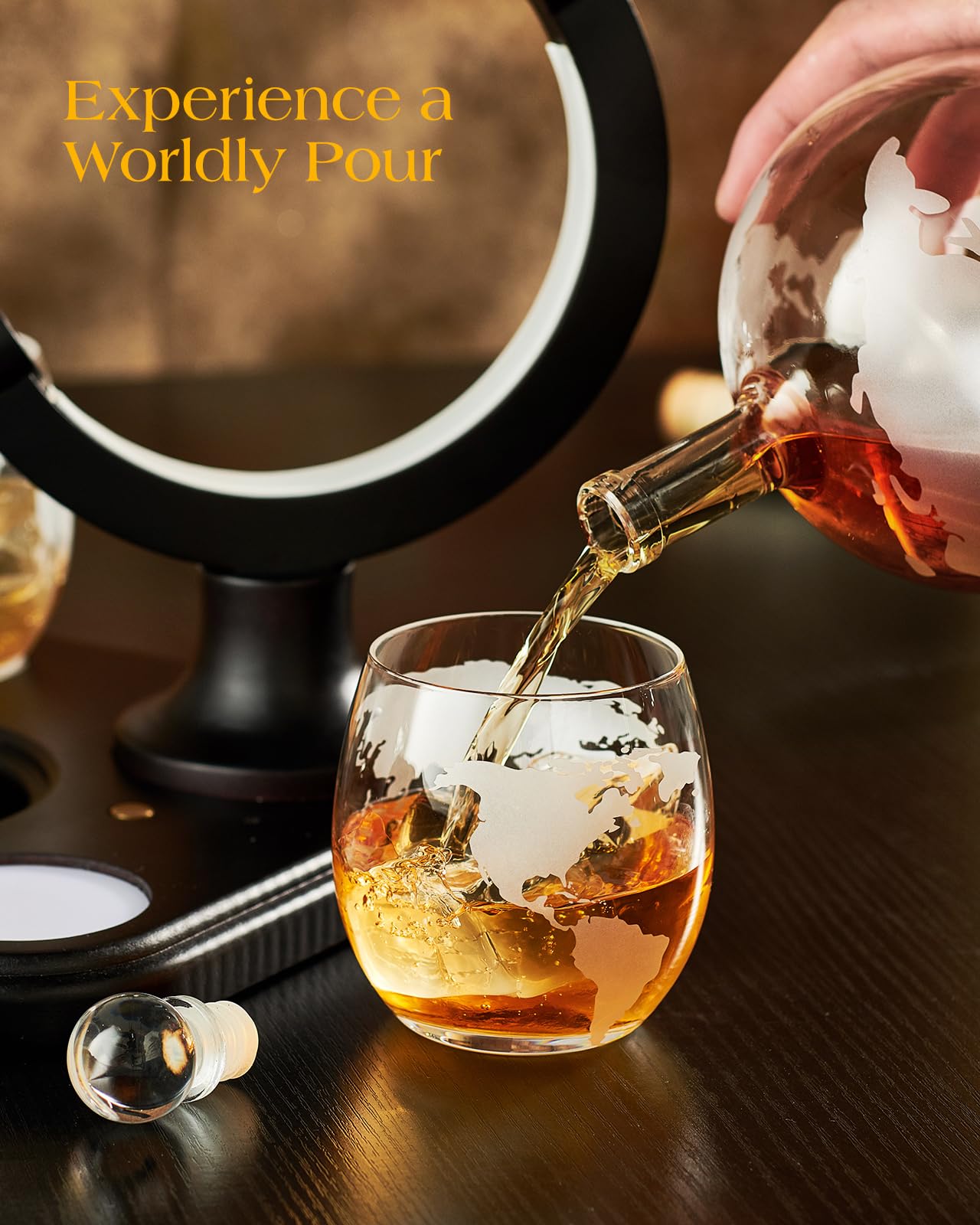 Gifts for Men Dad, Kollea Unique Light Up Whiskey Globe Decanter Sets with 7 RGB Colors, Cool Christmas Birthday Gift for Men, Funny Anniversary Present for Him Husband